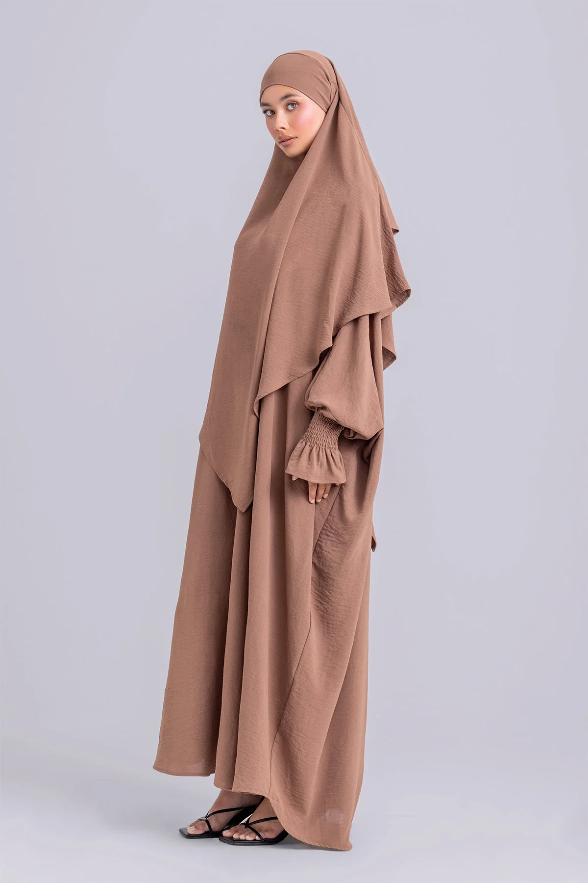 Abir Jilbab and Khimar Matching Set- Caramel - Image 3