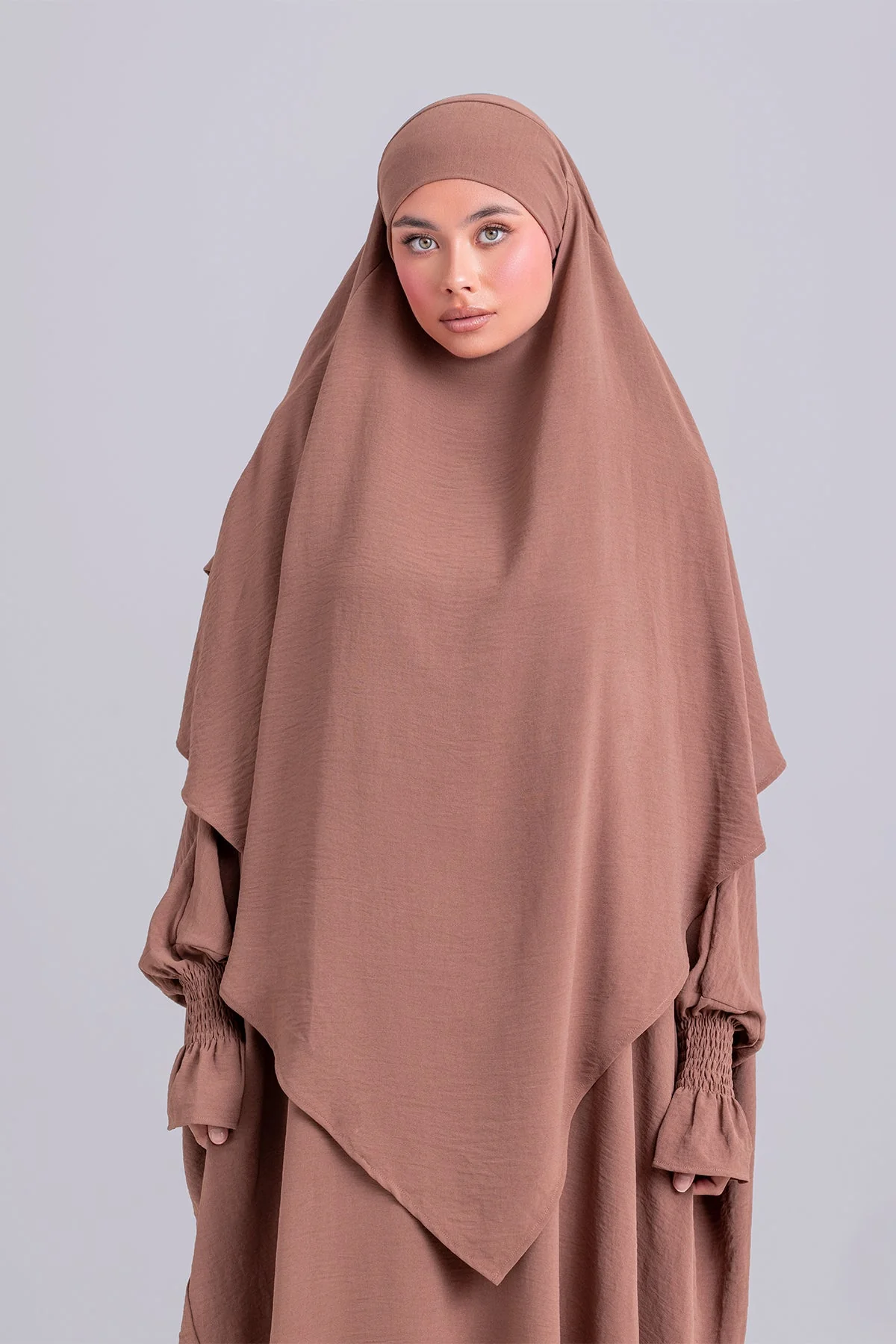 Abir Jilbab and Khimar Matching Set- Caramel - Image 5