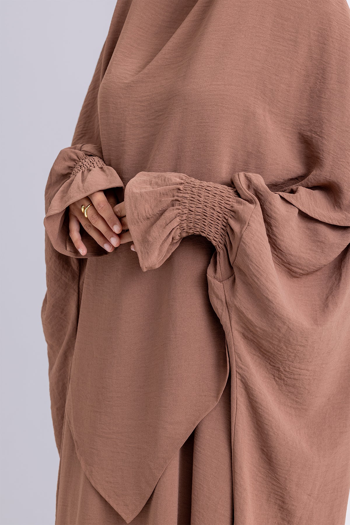 Abir Jilbab and Khimar Matching Set- Caramel - Image 7