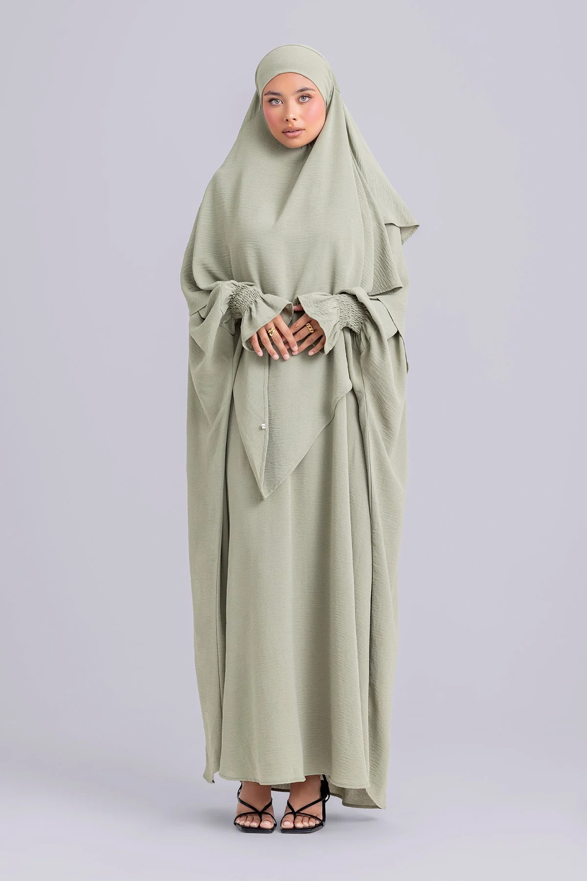 Abir Jilbab and Khimar Matching Set- Sage - Image 4