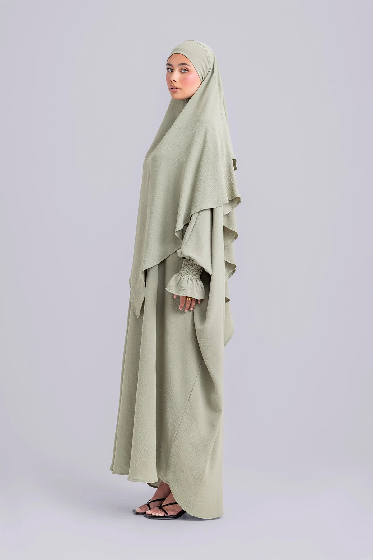 Abir Jilbab and Khimar Matching Set- Sage - Image 5