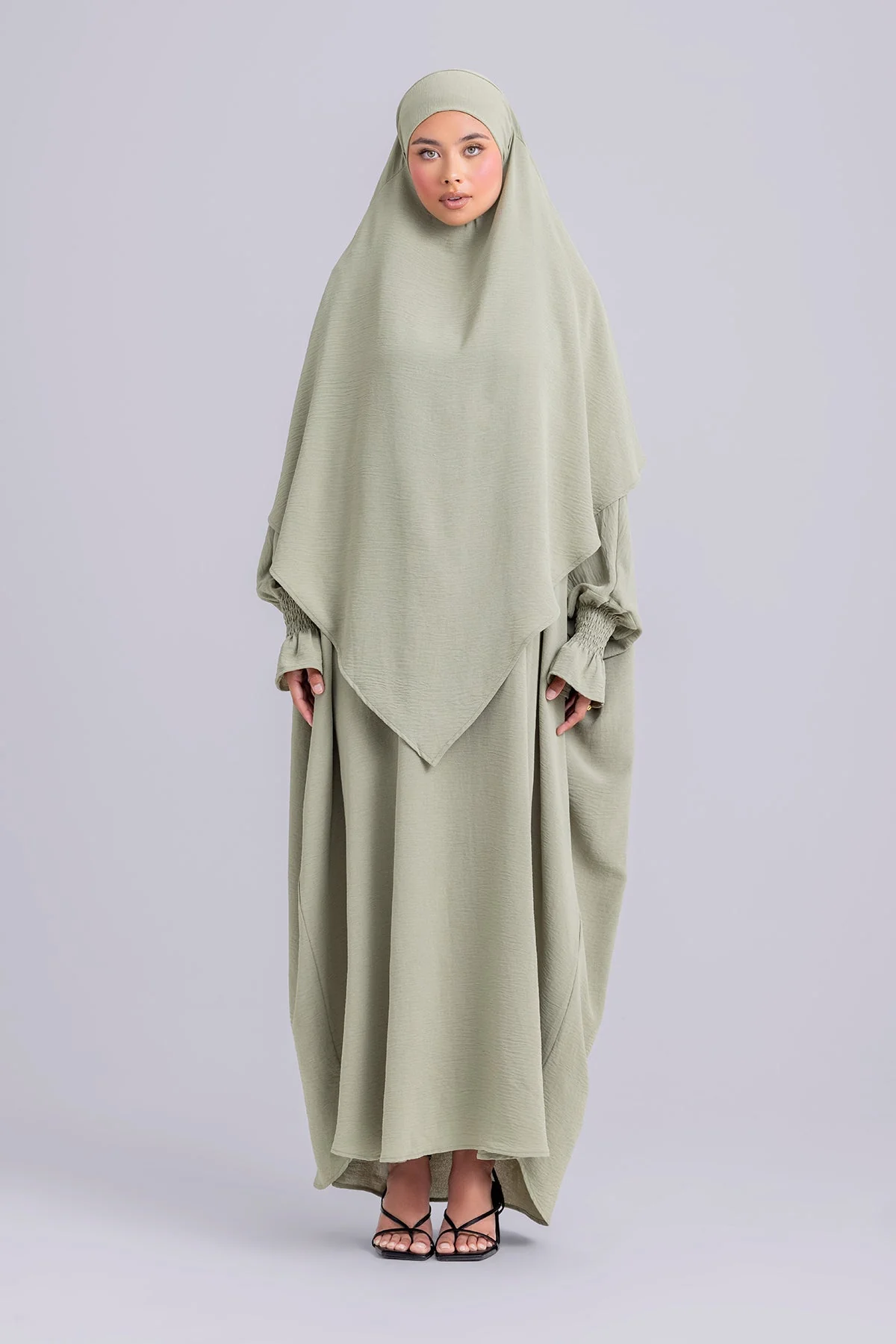 Abir Jilbab and Khimar Matching Set- Sage - Image 6