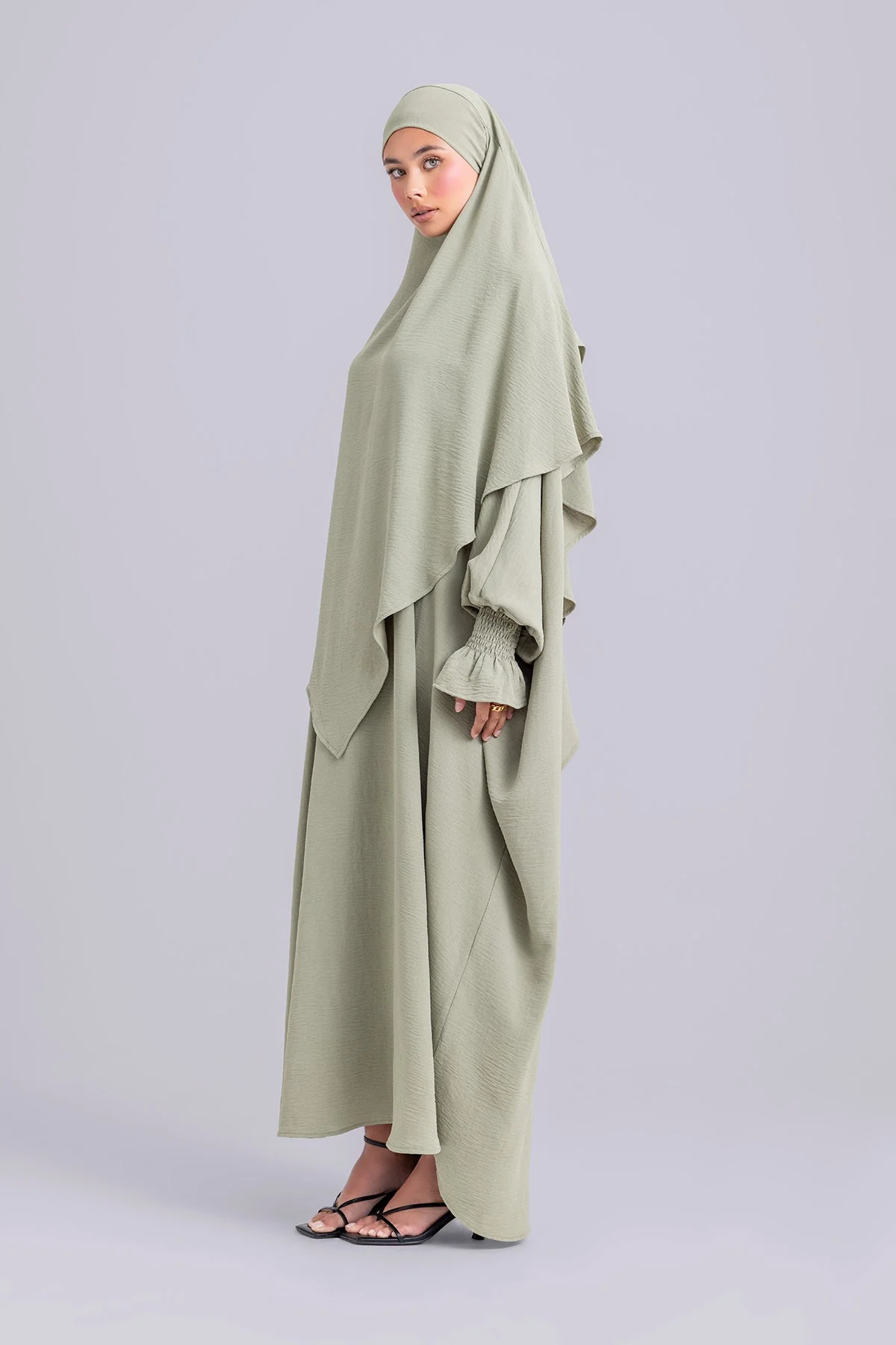 Abir Jilbab and Khimar Matching Set- Sage - Image 7