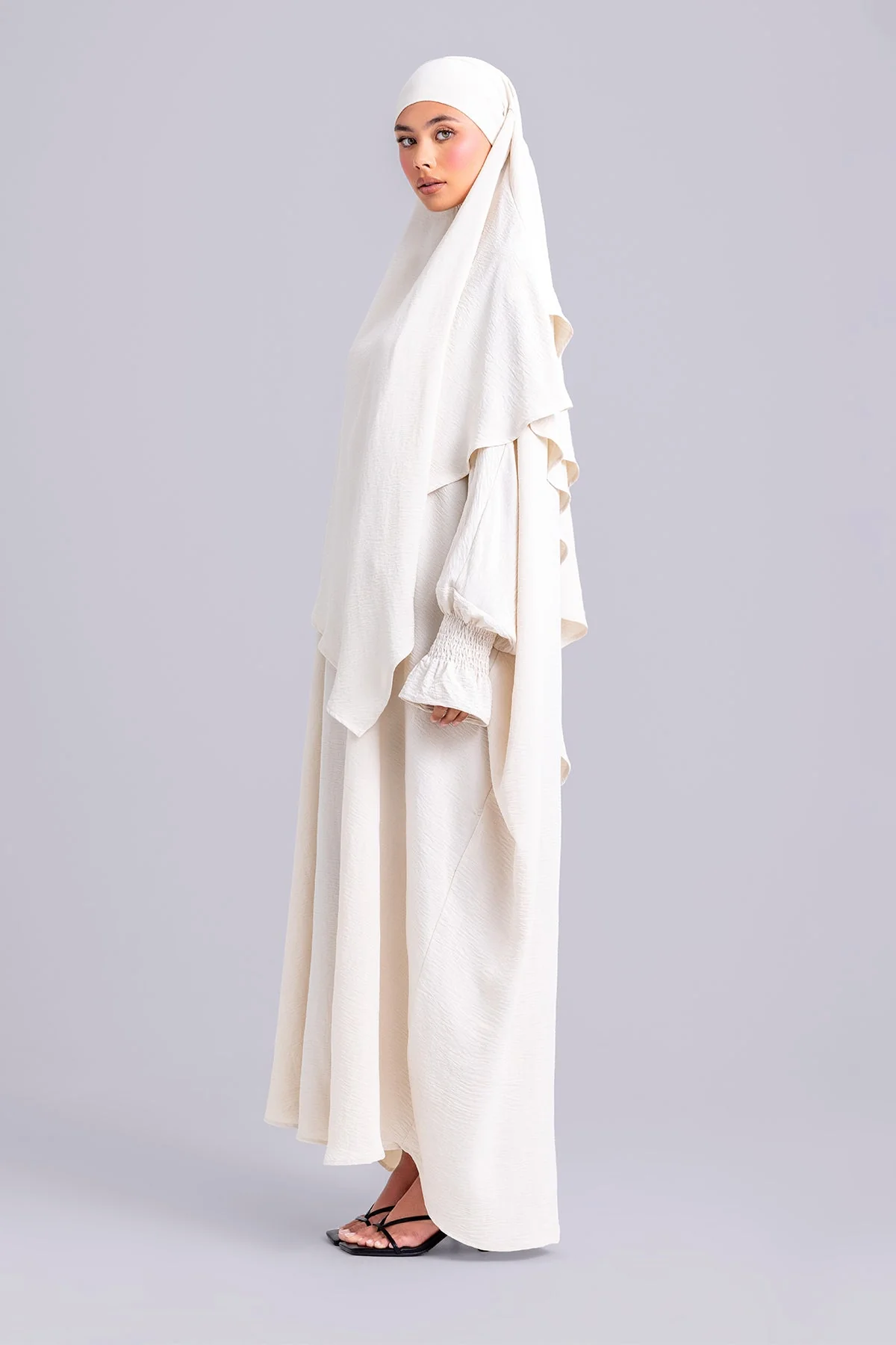 Abir Jilbab and Khimar Matching Set- Stone - Image 4