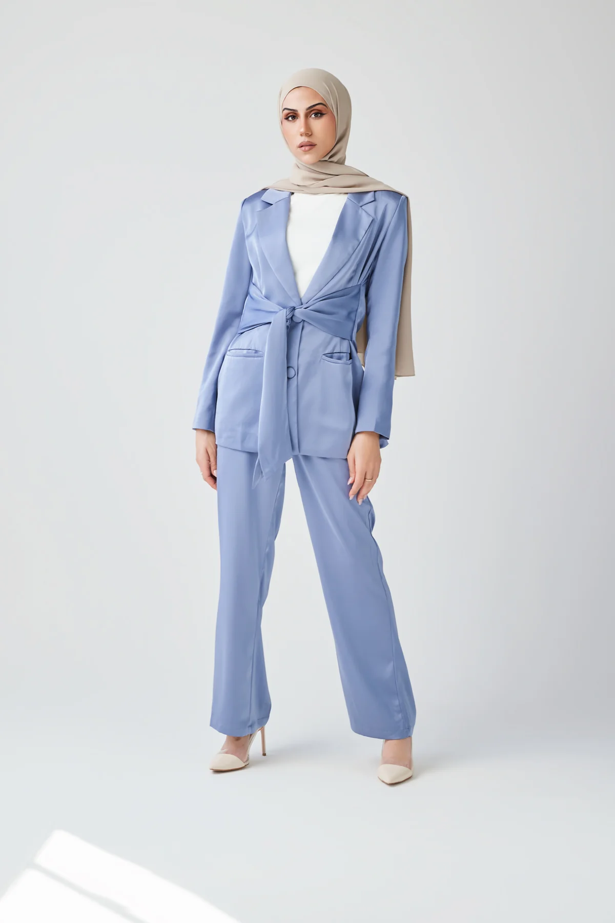 Adele Tie Waist Blazer - Jade - Image 5