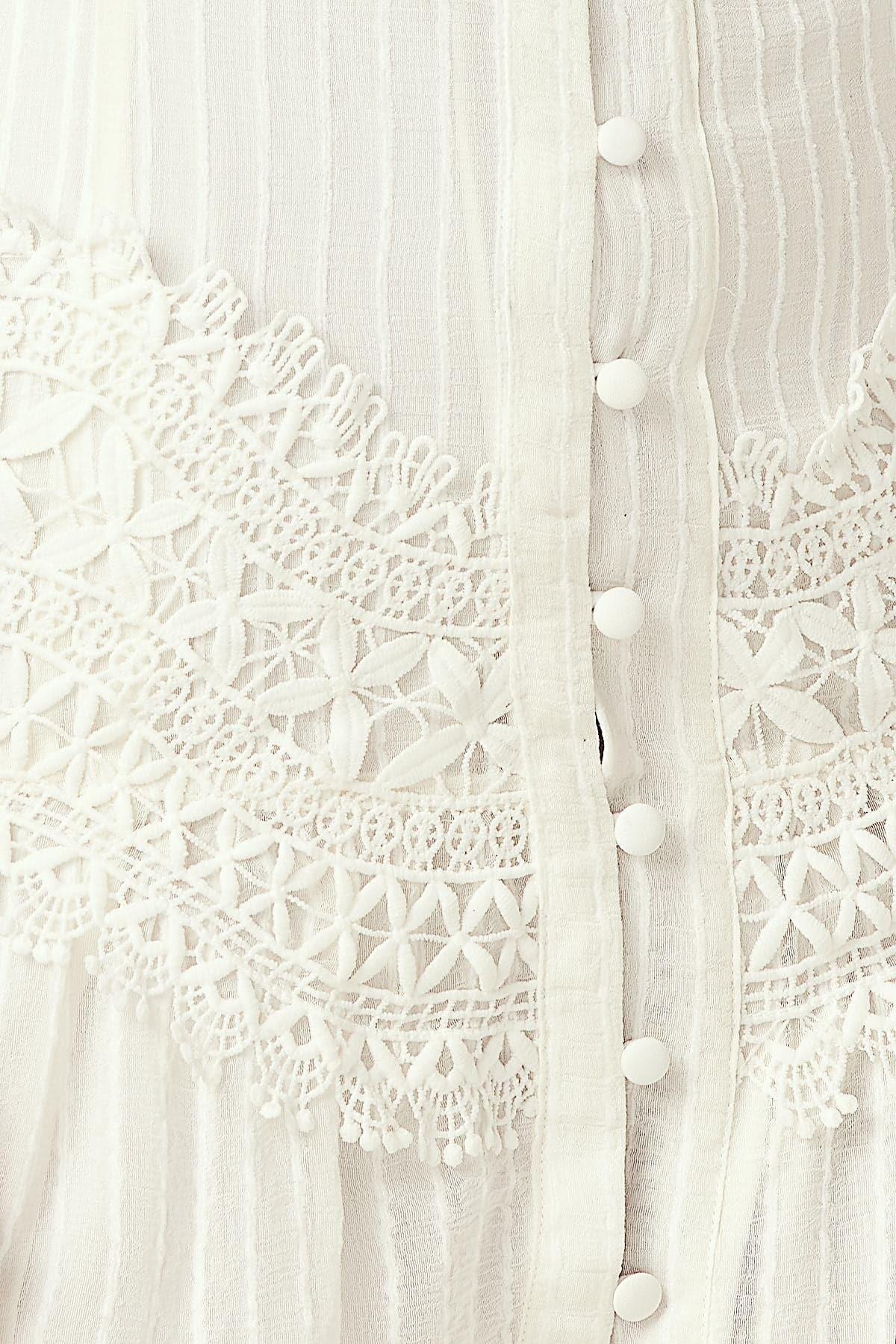 Amanda Lace Ribbed Cotton Maxi Dress - White - Image 8