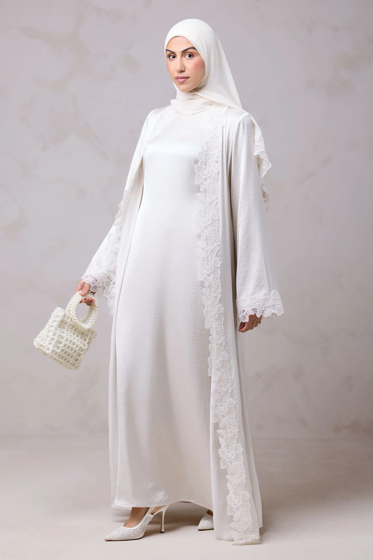 Amani Lace Trim Abaya & Hijab Set - Image 3