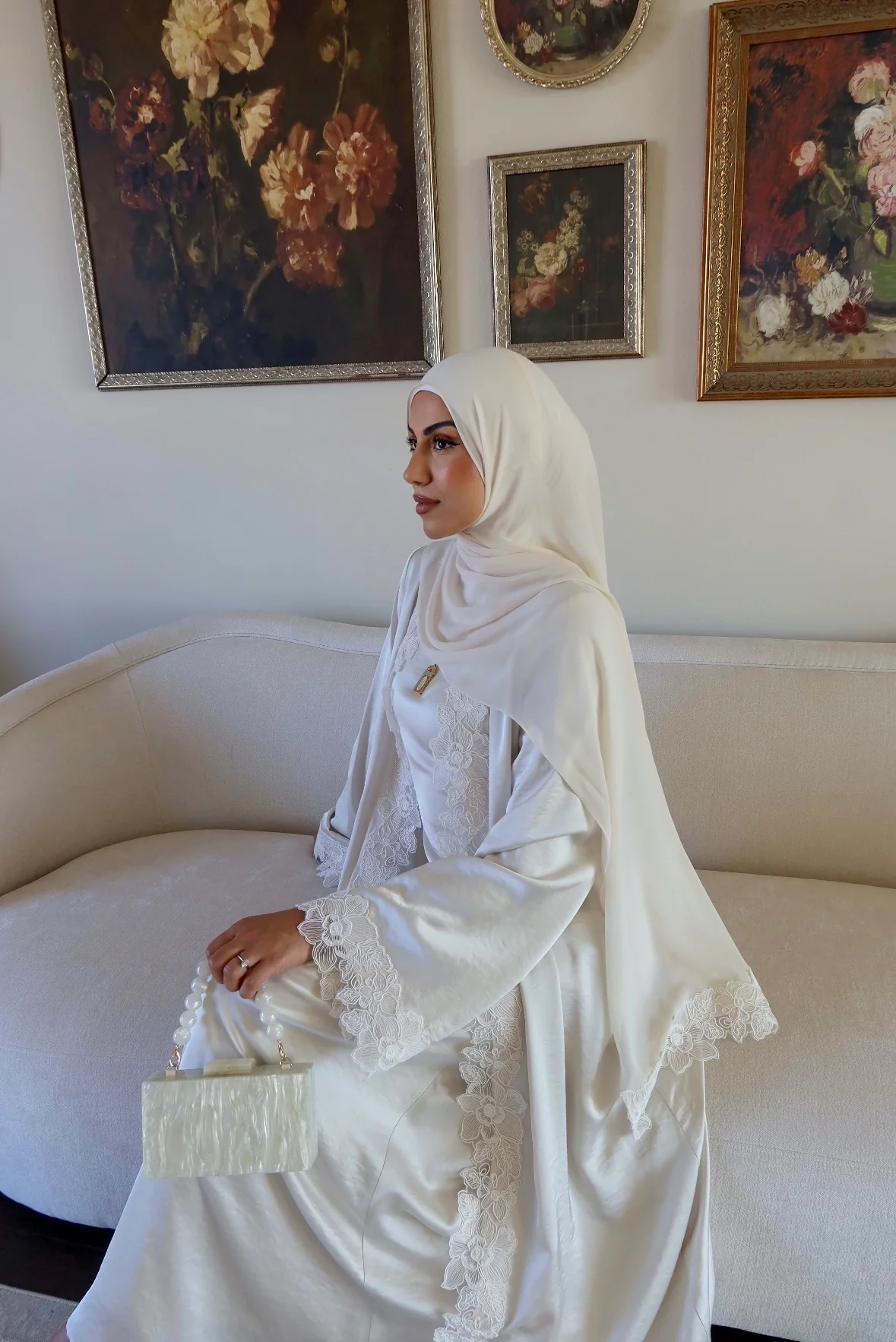 Amani Lace Trim Abaya & Hijab Set - Image 8