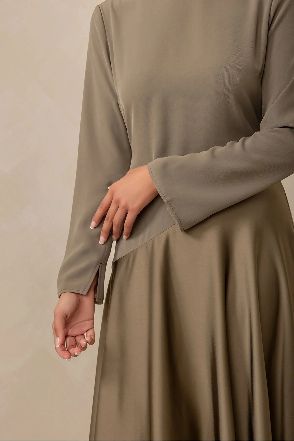 Anastasia Asymmetric Long Sleeve Maxi Dress - Olive - Image 4