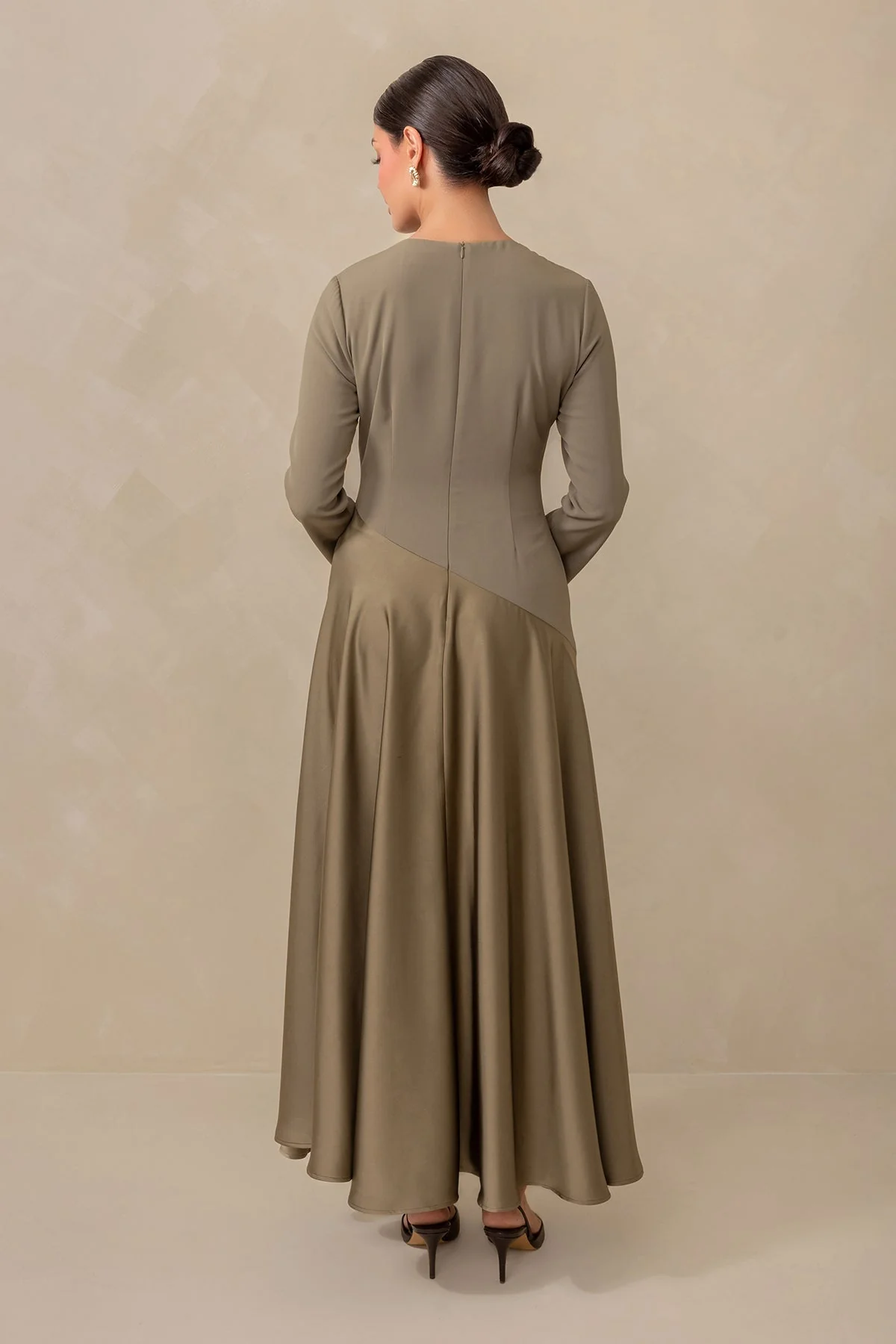 Anastasia Asymmetric Long Sleeve Maxi Dress - Olive - Image 7