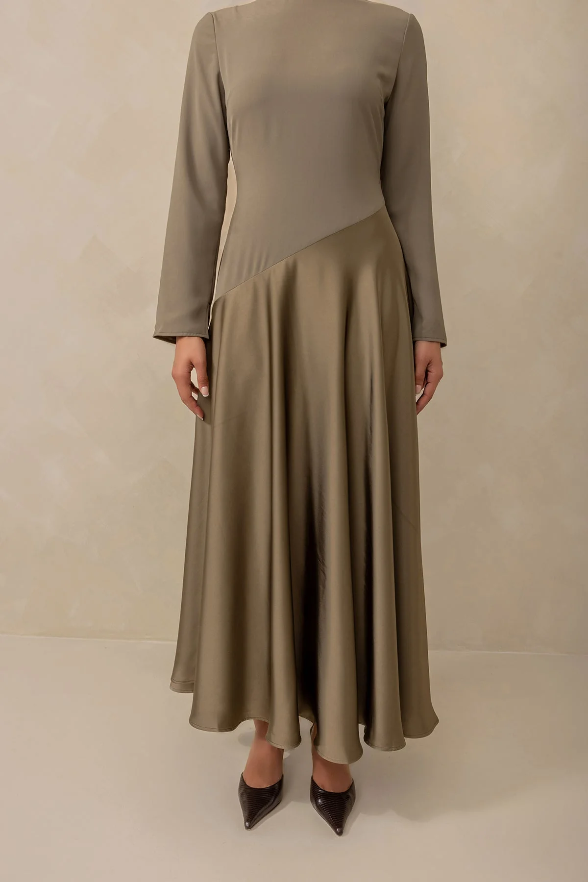 Anastasia Asymmetric Long Sleeve Maxi Dress - Olive - Image 8