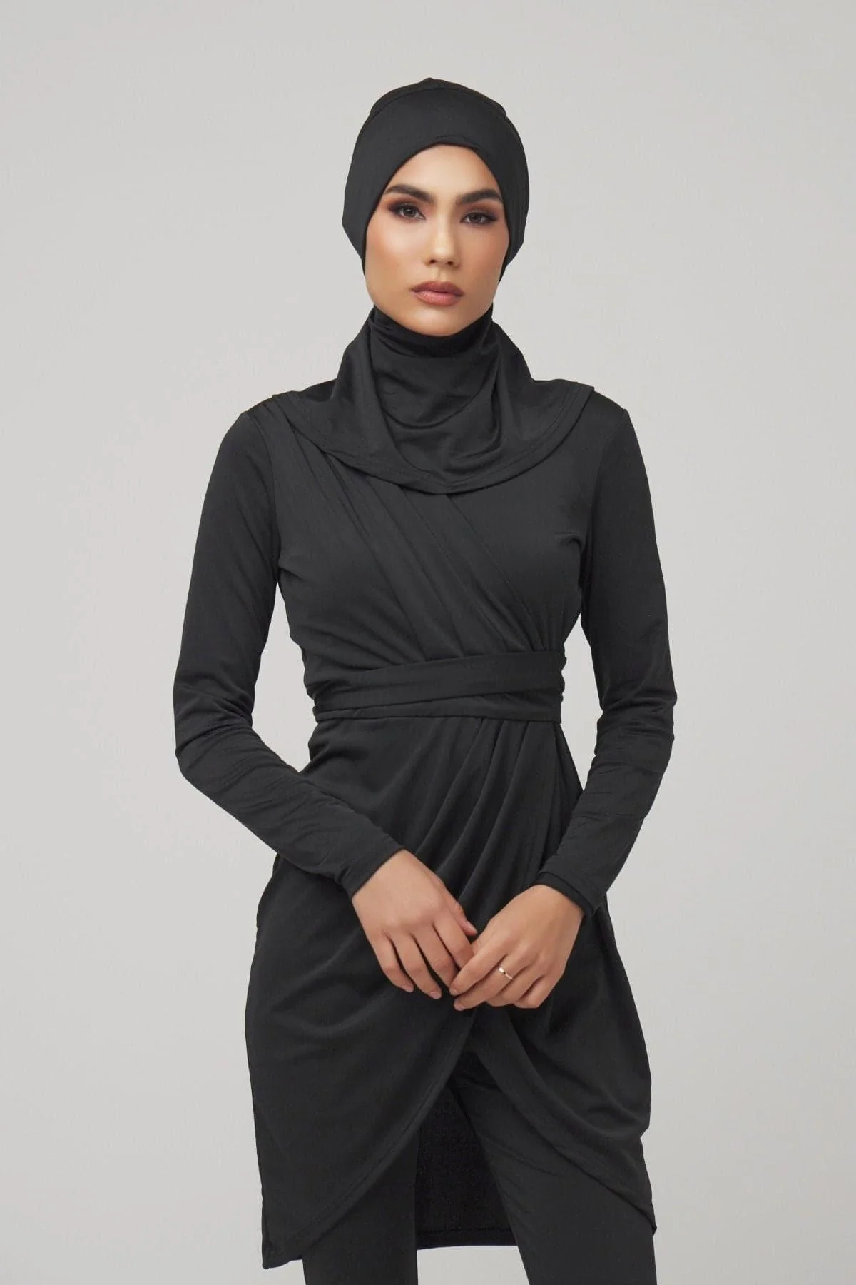 Anya 3 Piece Modest Swimsuit - Black