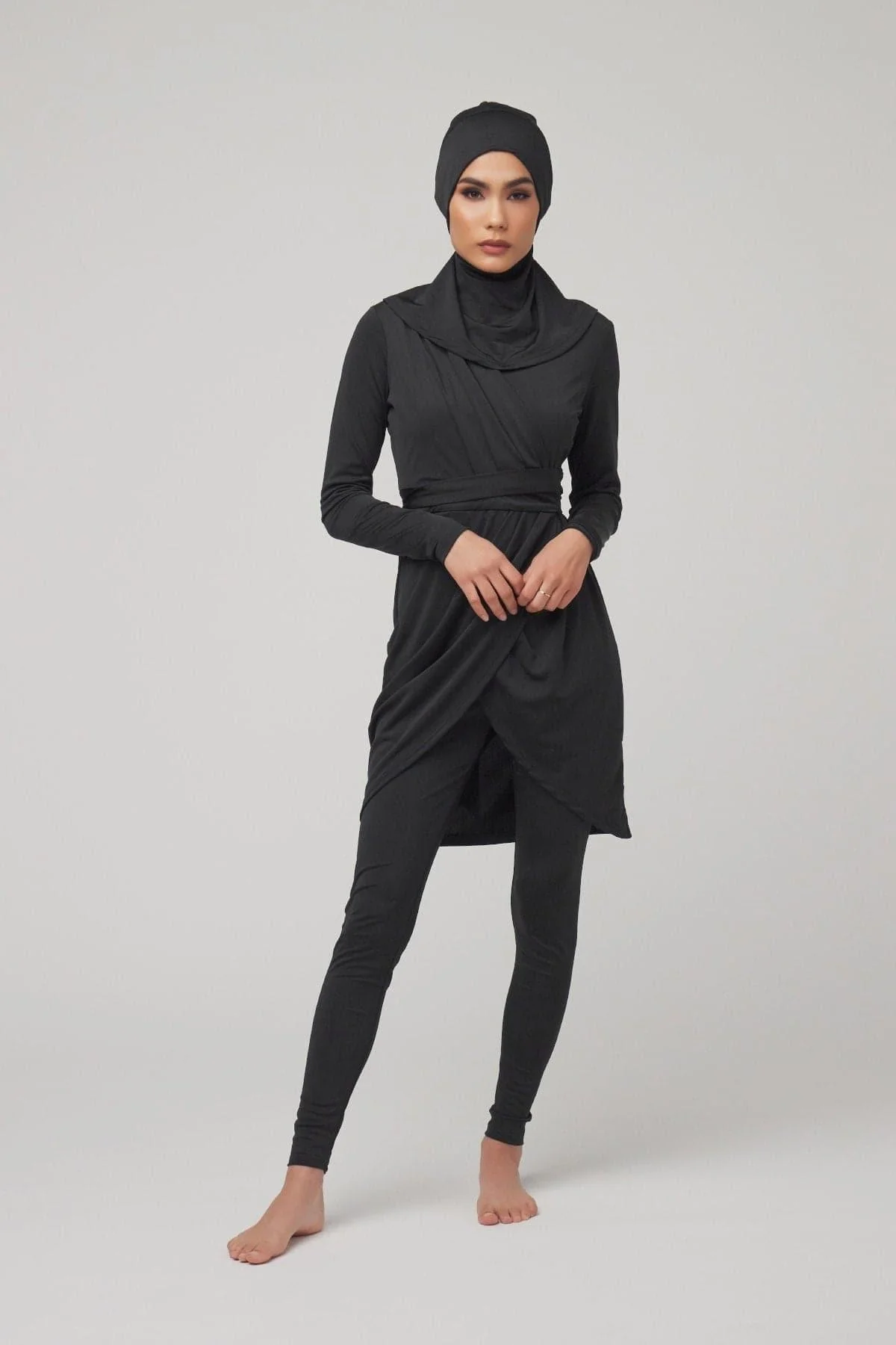 Anya 3 Piece Modest Swimsuit - Black - Image 2