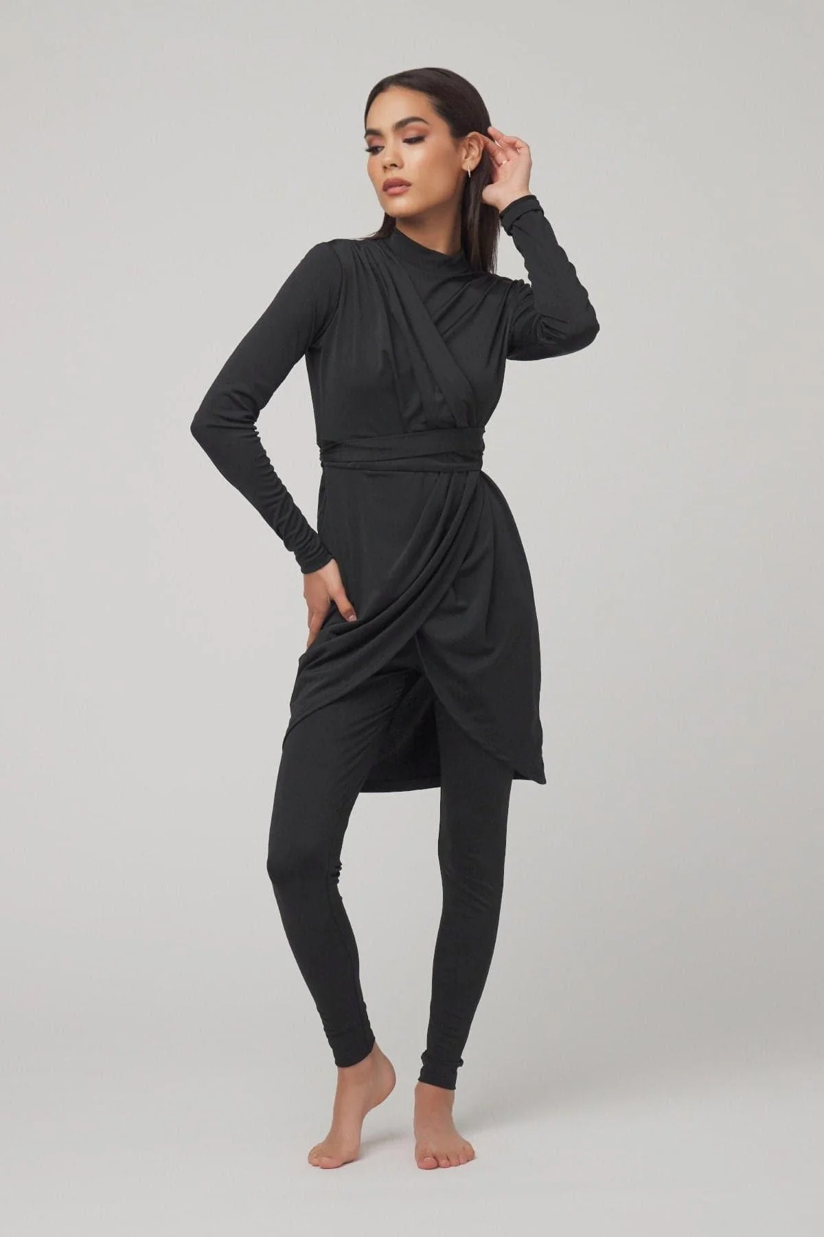 Anya 3 Piece Modest Swimsuit - Black - Image 5