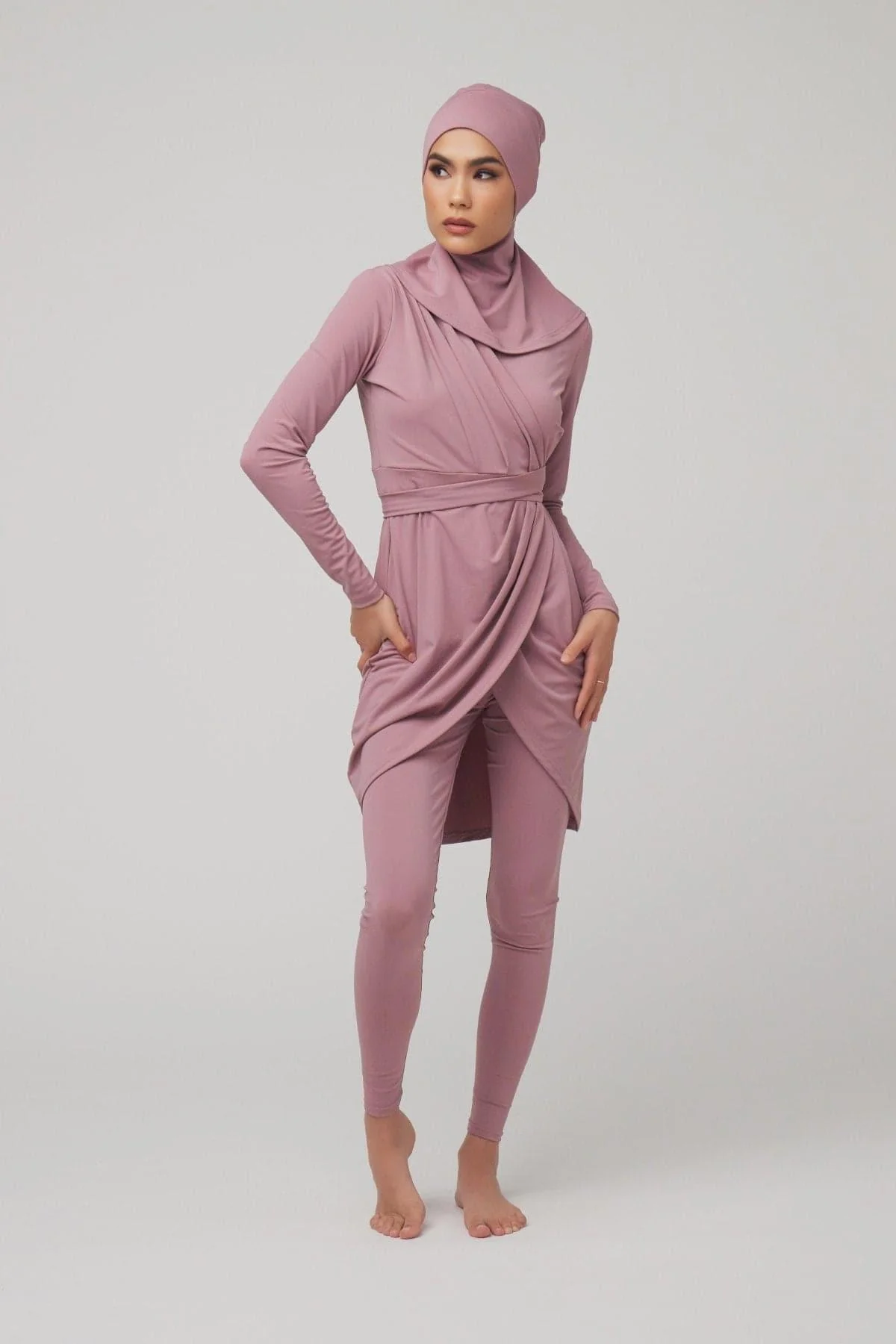 Anya 3 Piece Modest Swimsuit - Rose - Image 2