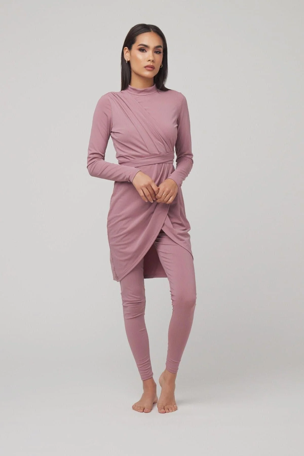 Anya 3 Piece Modest Swimsuit - Rose - Image 3