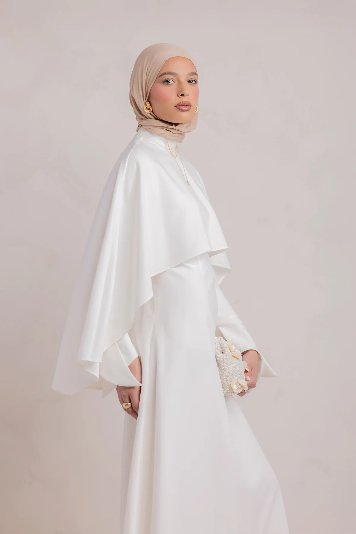 Ari Cape Maxi Gown - Off White - Image 11