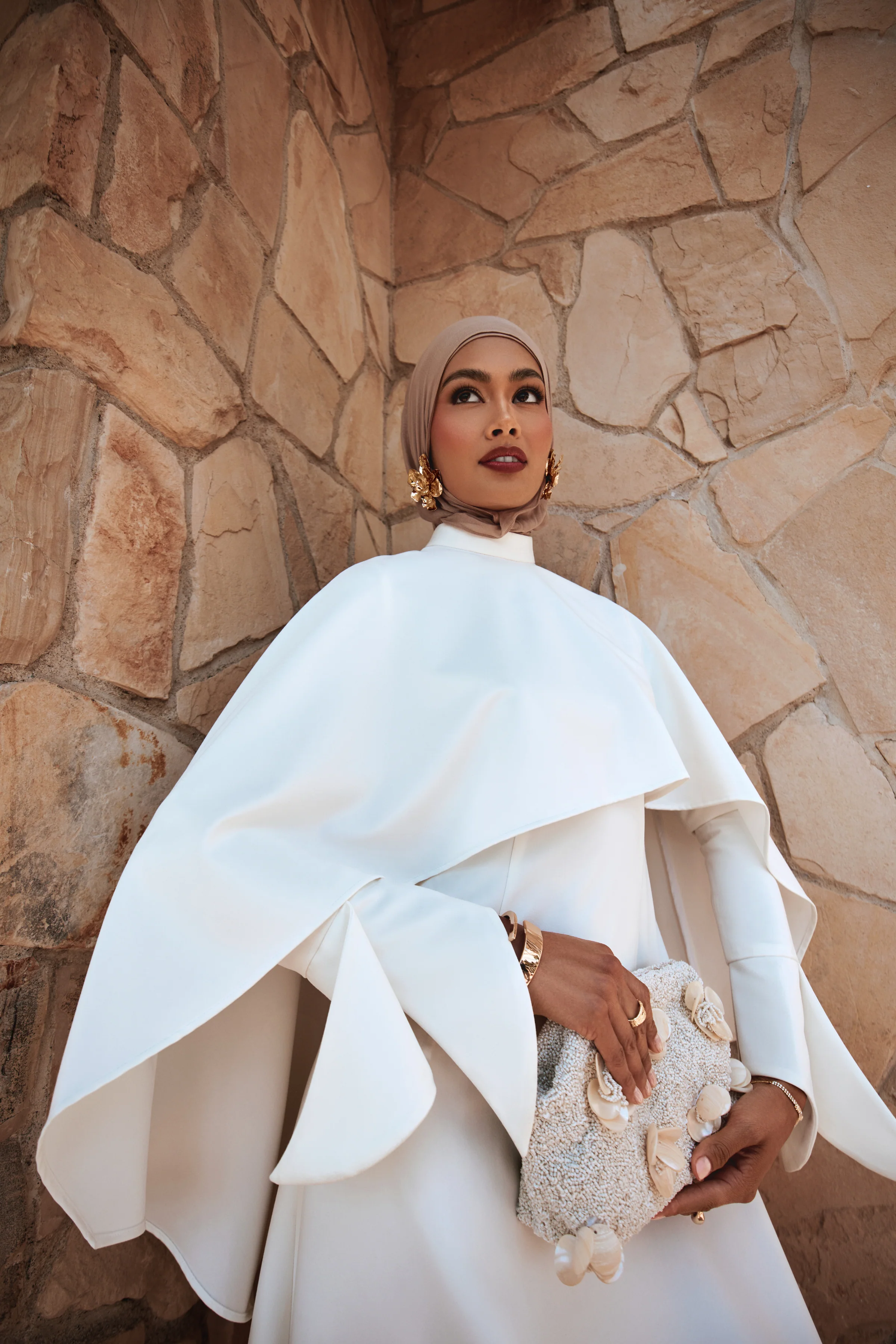 Ari Cape Maxi Gown - Off White - Image 13