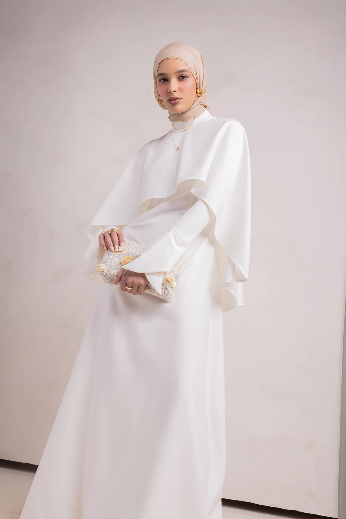 Ari Cape Maxi Gown - Off White - Image 15