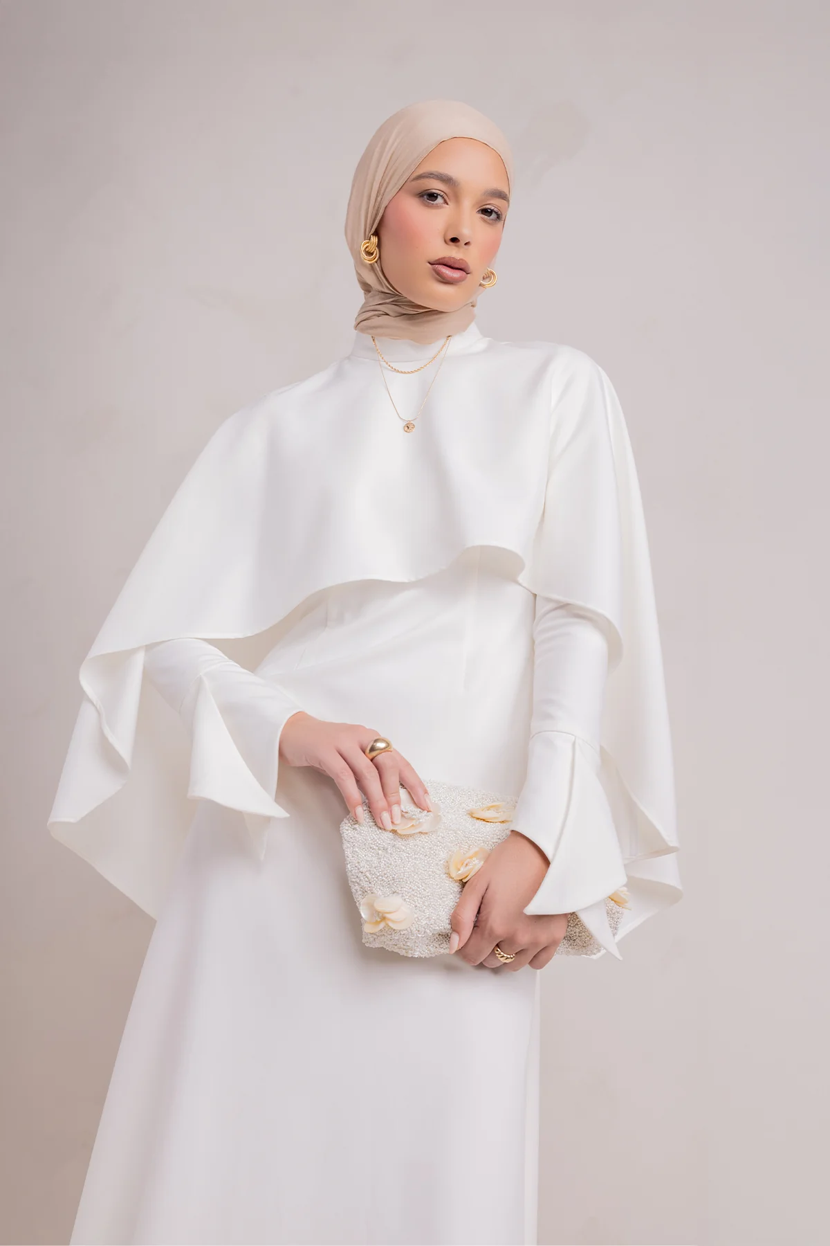 Ari Cape Maxi Gown - Off White - Image 16