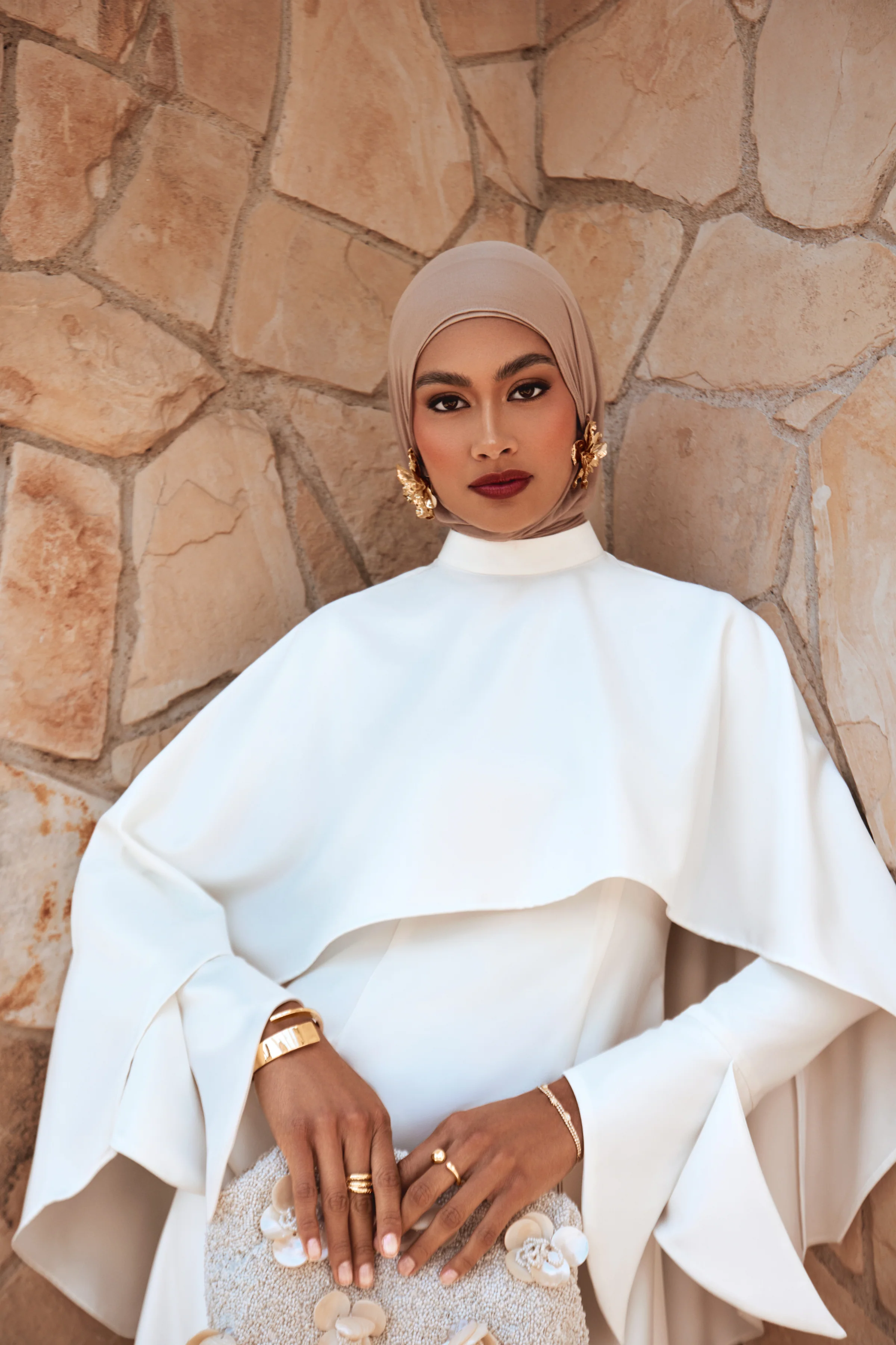 Ari Cape Maxi Gown - Off White - Image 3