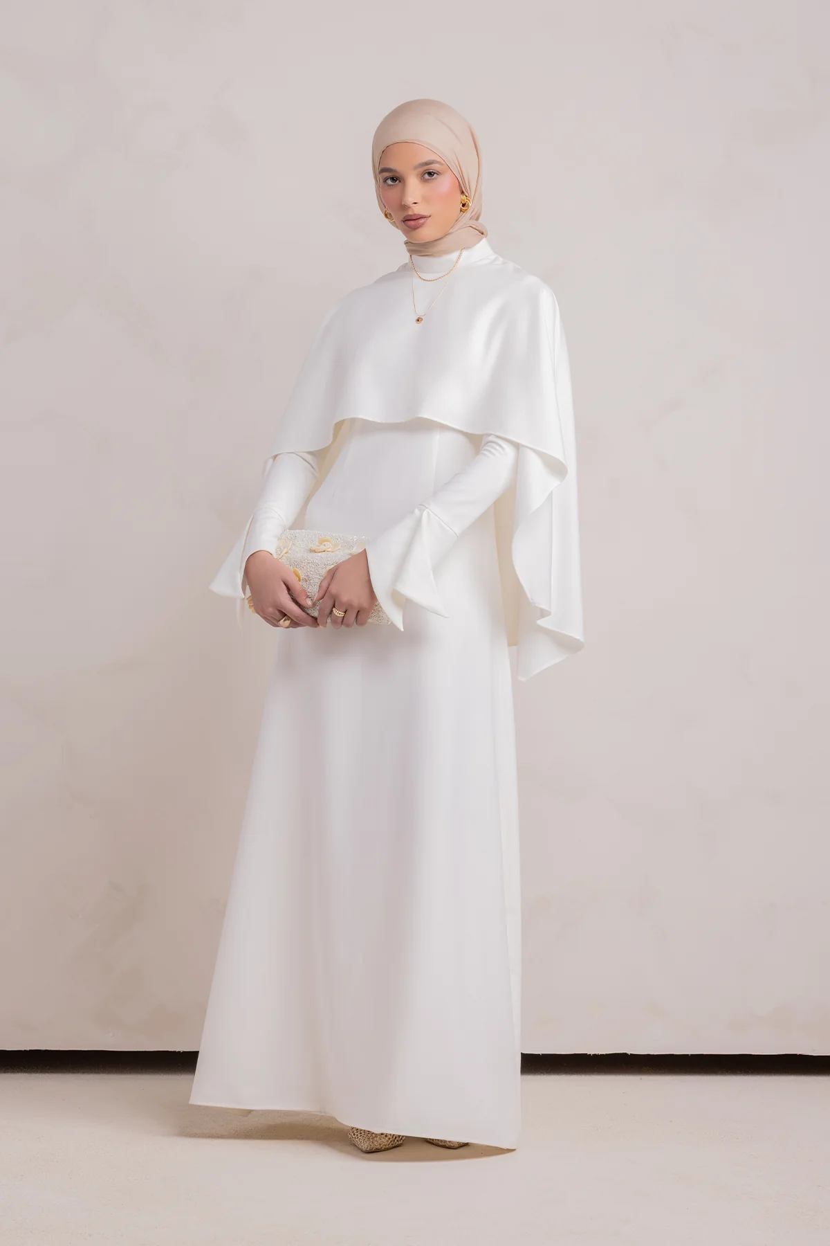 Ari Cape Maxi Gown - Off White - Image 9