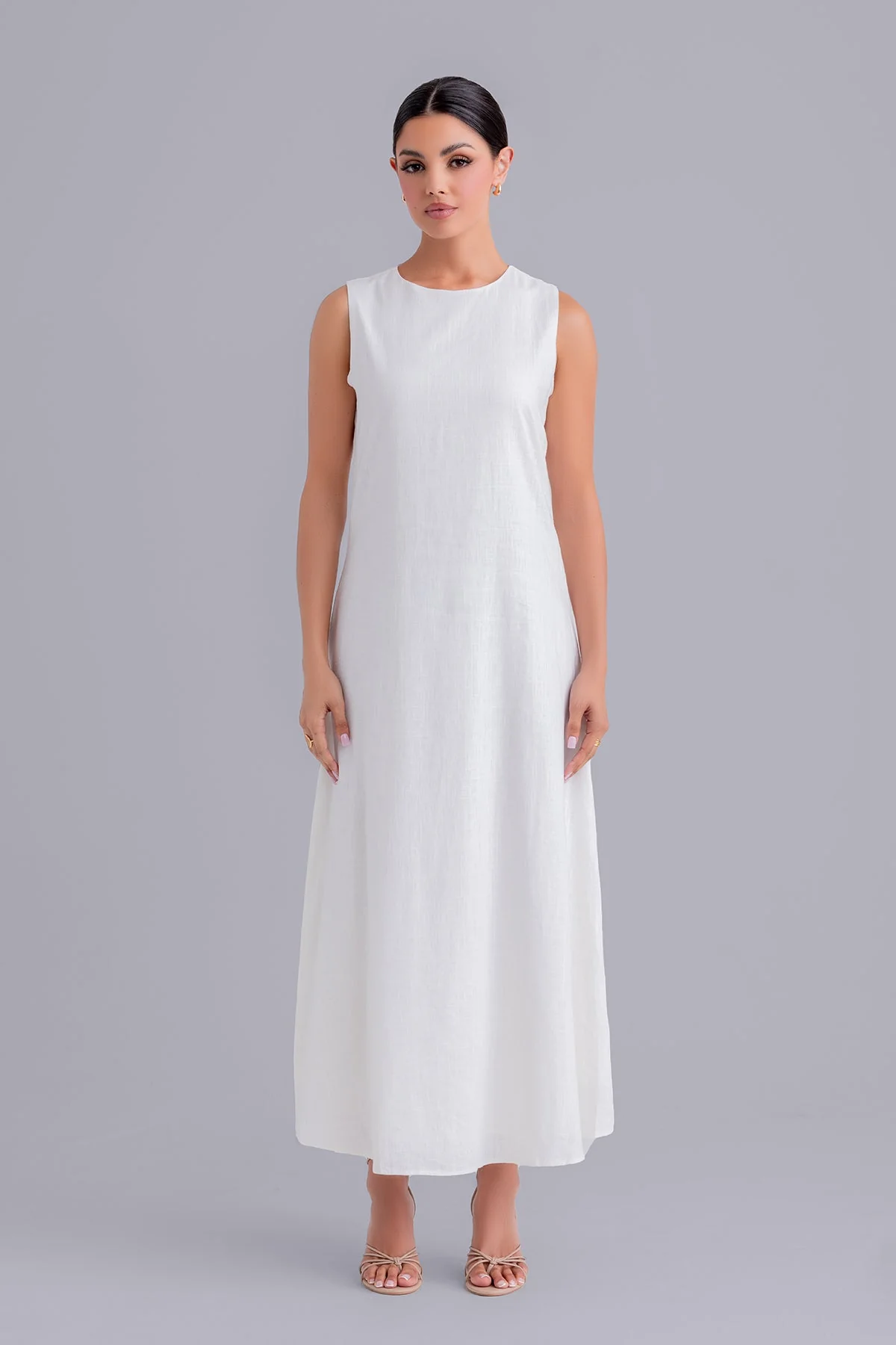 Asma Linen Abaya Set - Linen Cream - Image 2