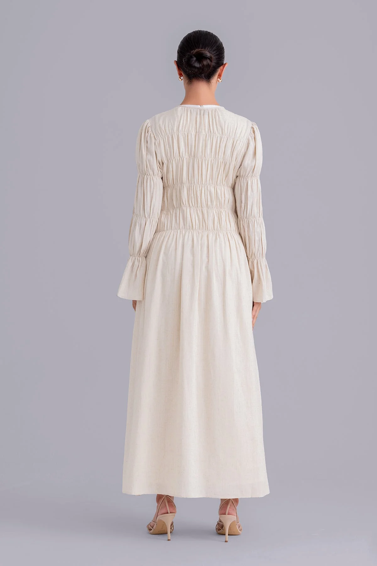 Asma Linen Abaya Set - Linen Cream - Image 9