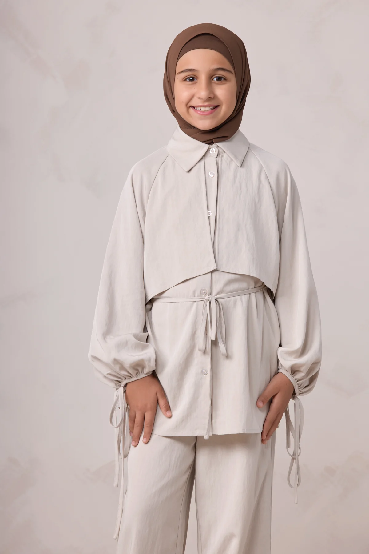 Aylin Kids Tunic & Pant Set - Latte - Image 10