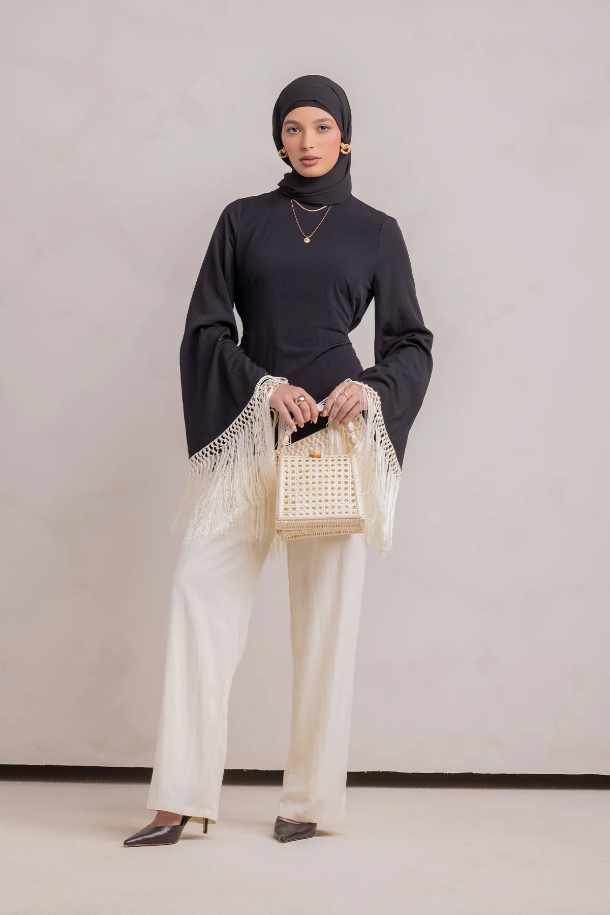 Batoul Fringe Tunic - Black - Image 10