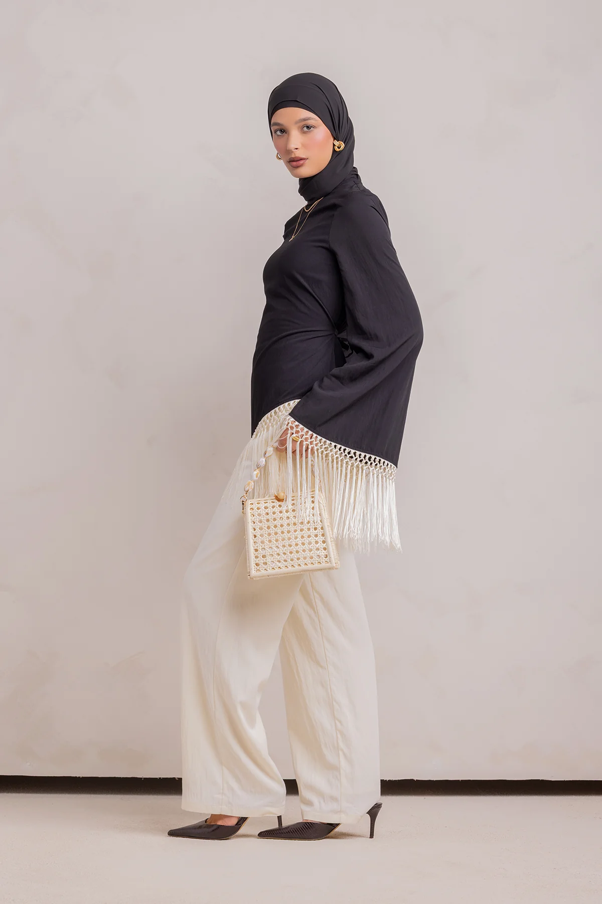 Batoul Fringe Tunic - Black - Image 6