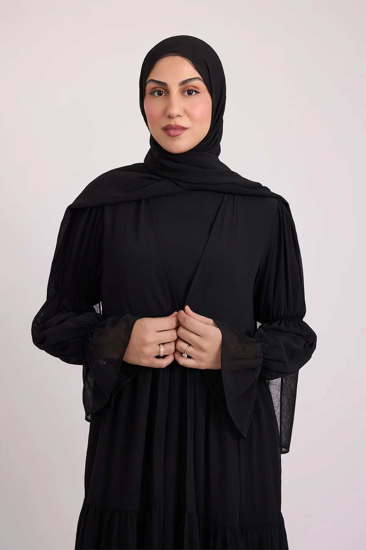 Bohemian Abaya Set - Black - Image 4
