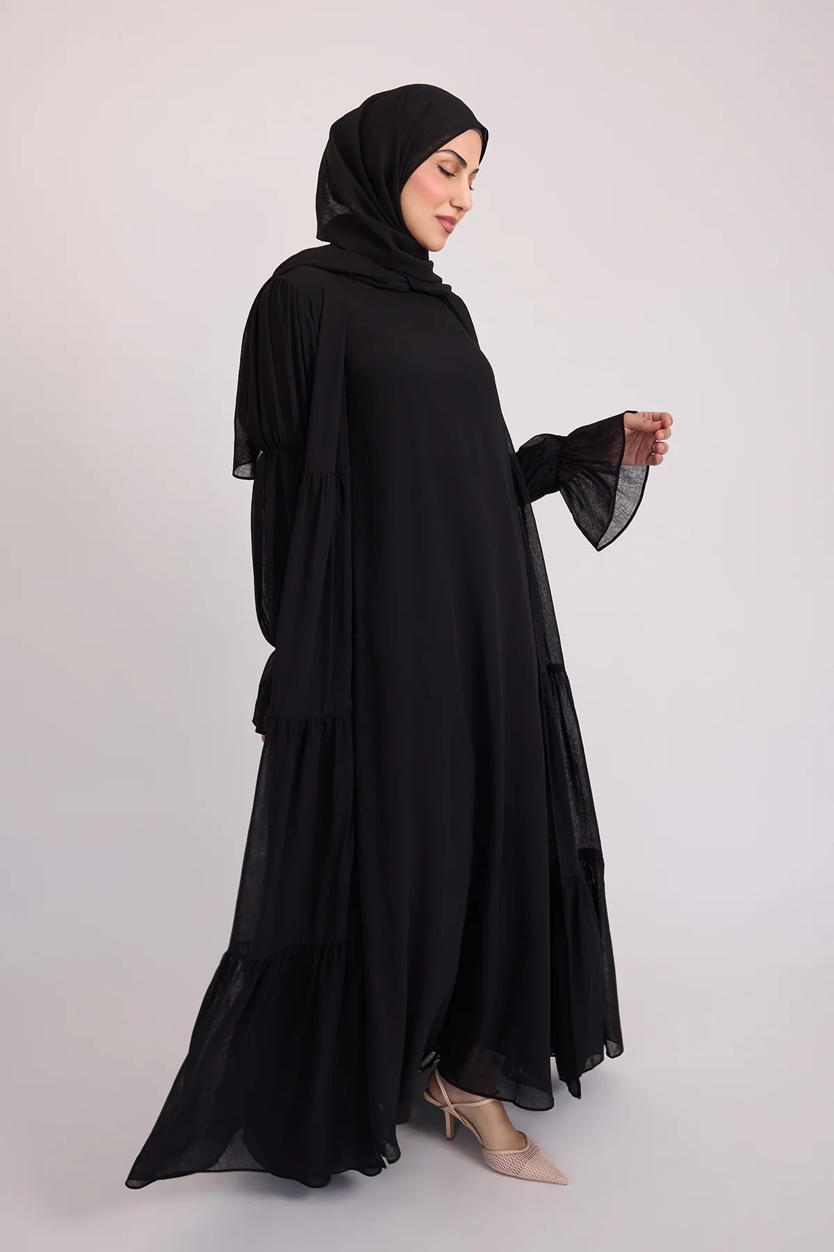 Bohemian Abaya Set - Black - Image 5