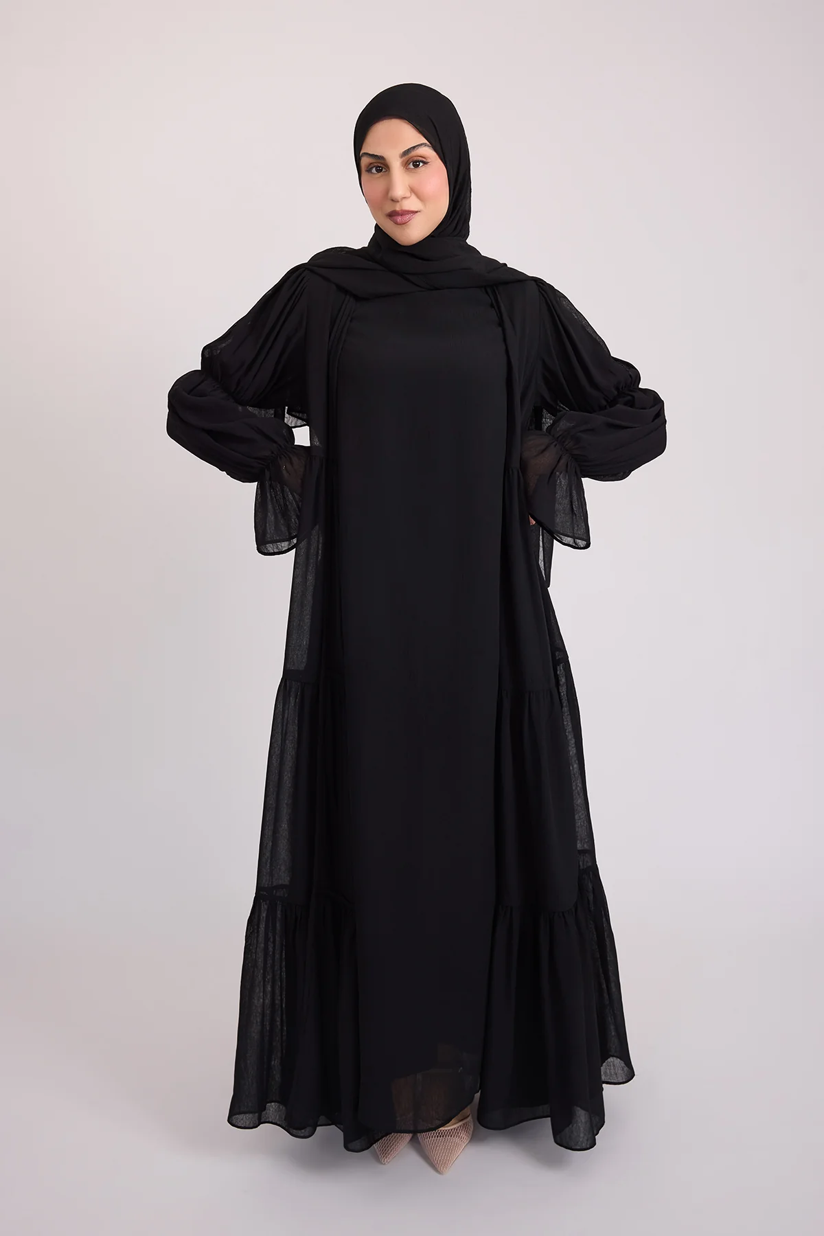Bohemian Abaya Set - Black - Image 6