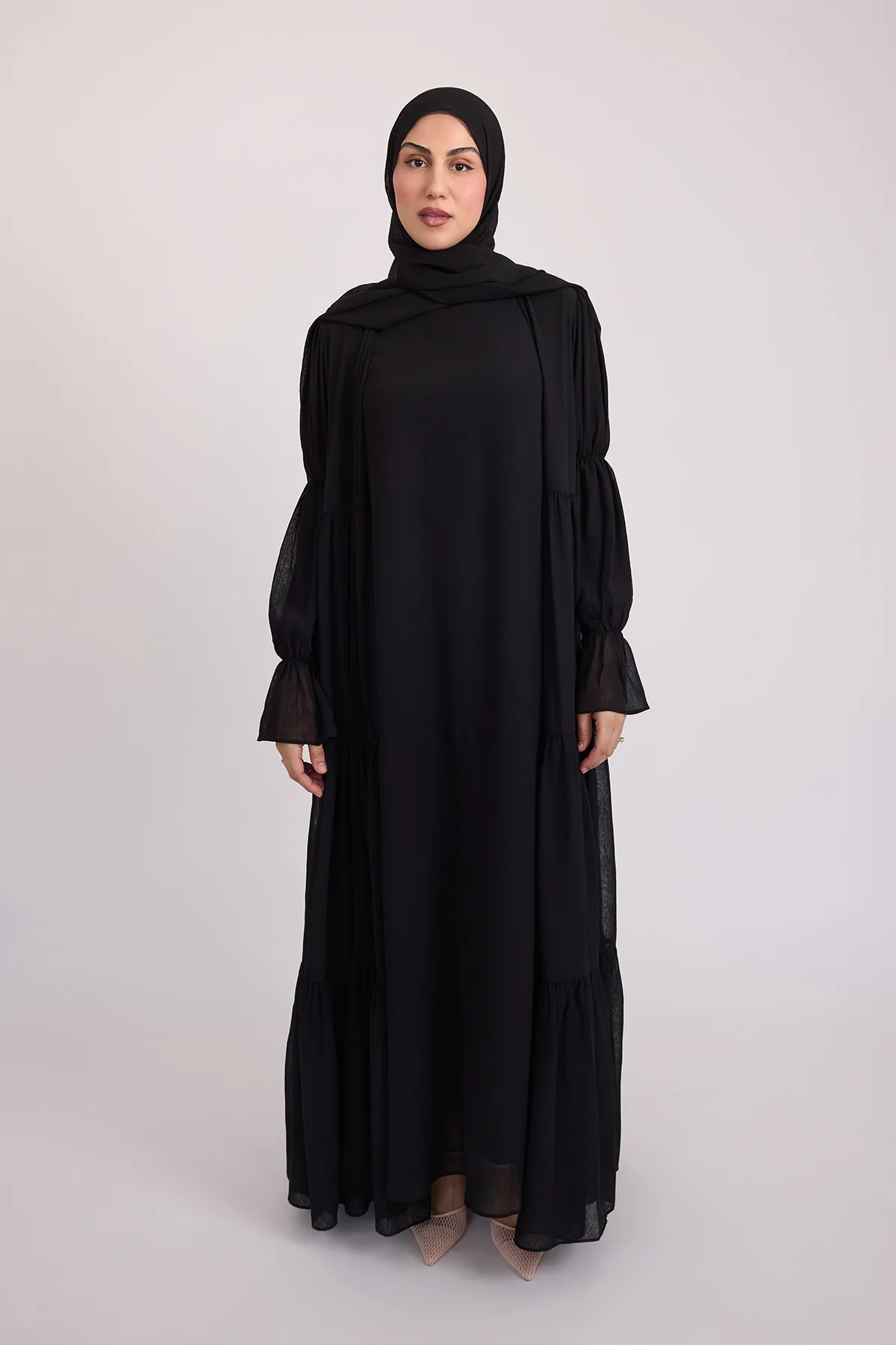 Bohemian Abaya Set - Black - Image 7