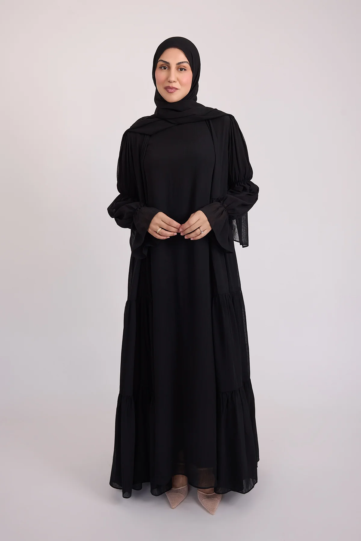 Bohemian Abaya Set - Black - Image 8