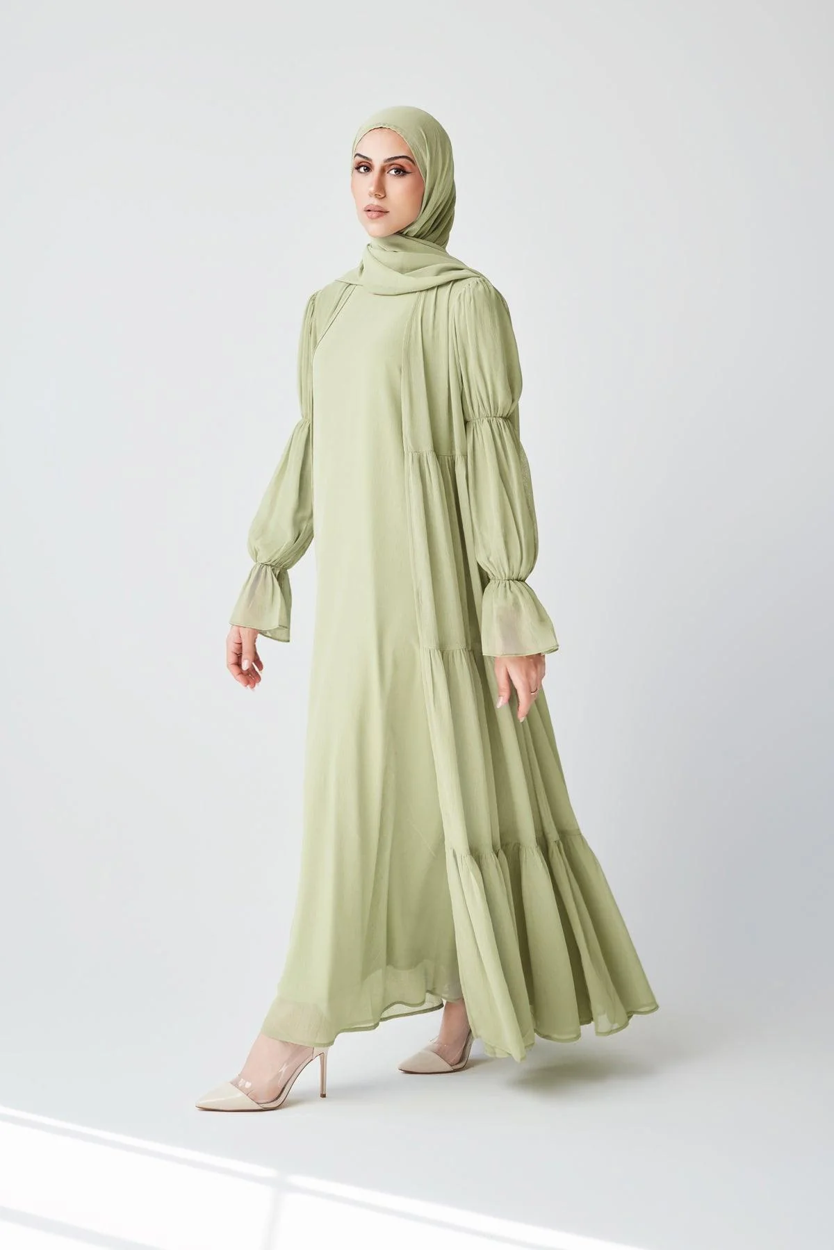 Bohemian Abaya Set - Light Sage - Image 3