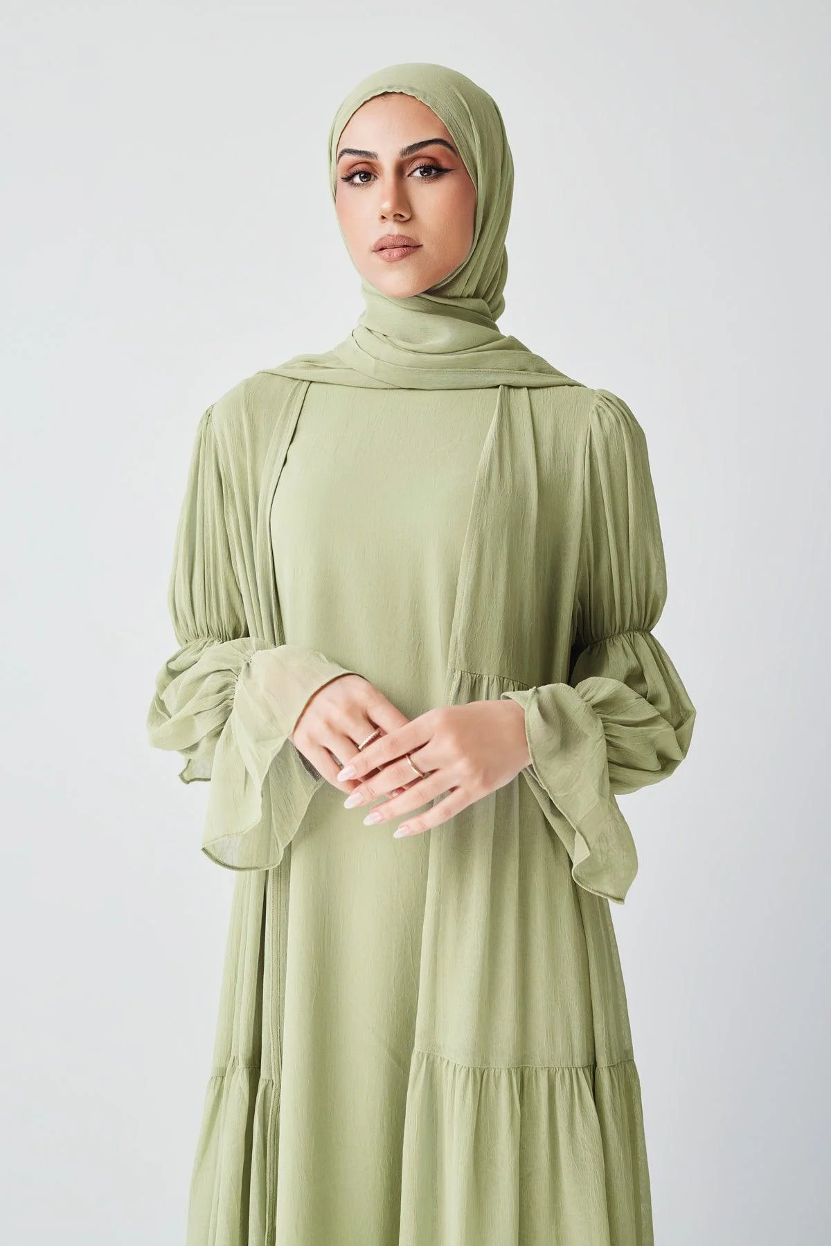 Bohemian Abaya Set - Light Sage - Image 6