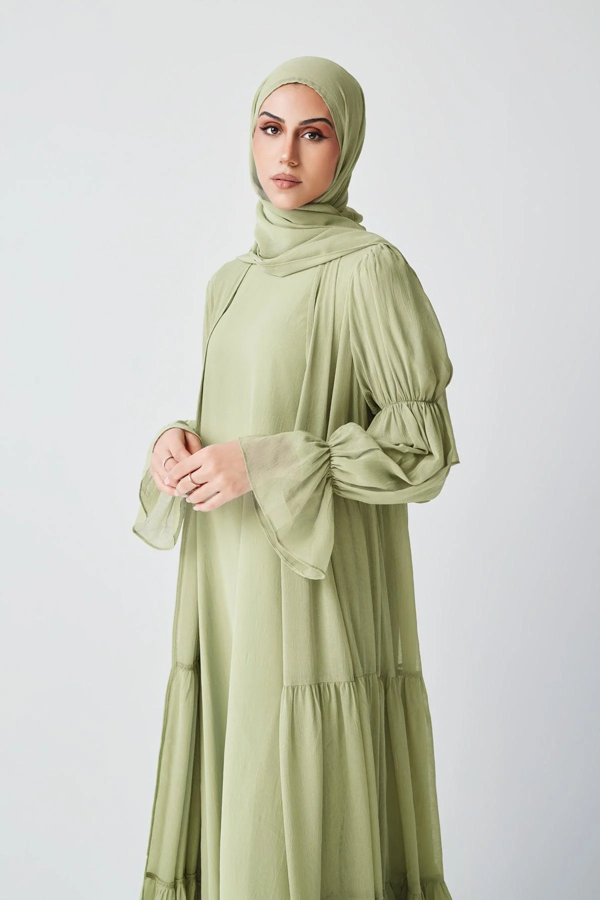 Bohemian Abaya Set - Light Sage - Image 7