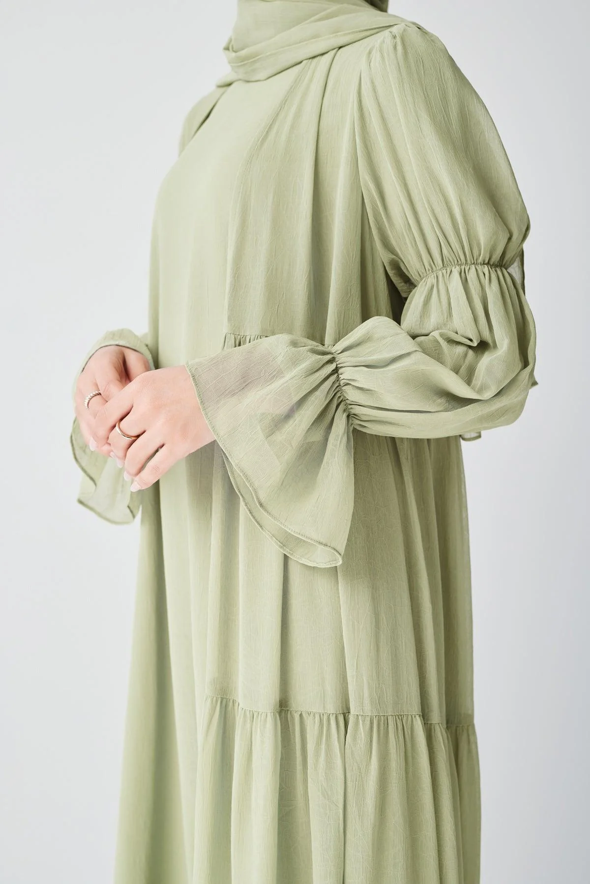 Bohemian Abaya Set - Light Sage - Image 8