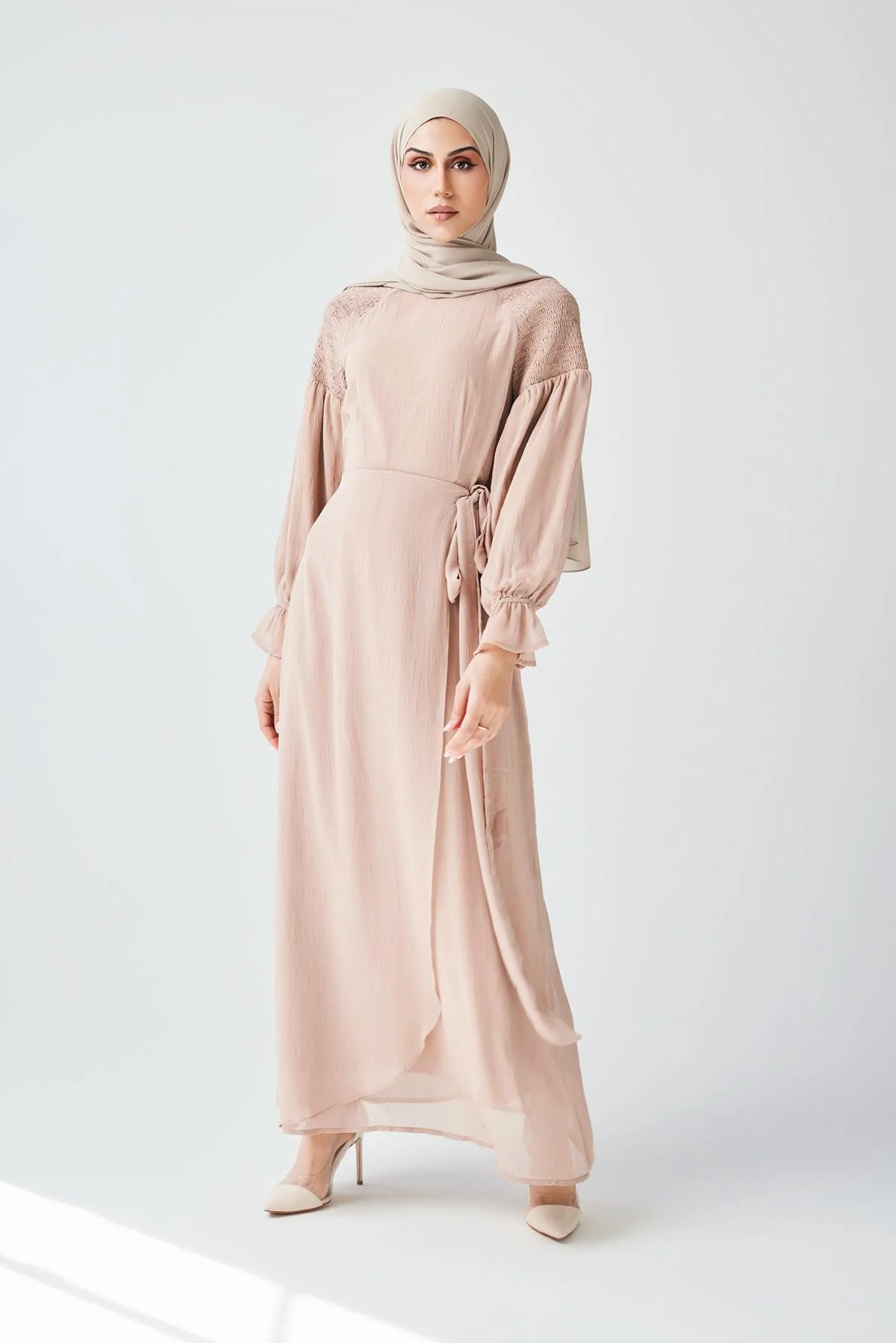 Brianna Tie Wrap Maxi Dress - Sand - Image 2