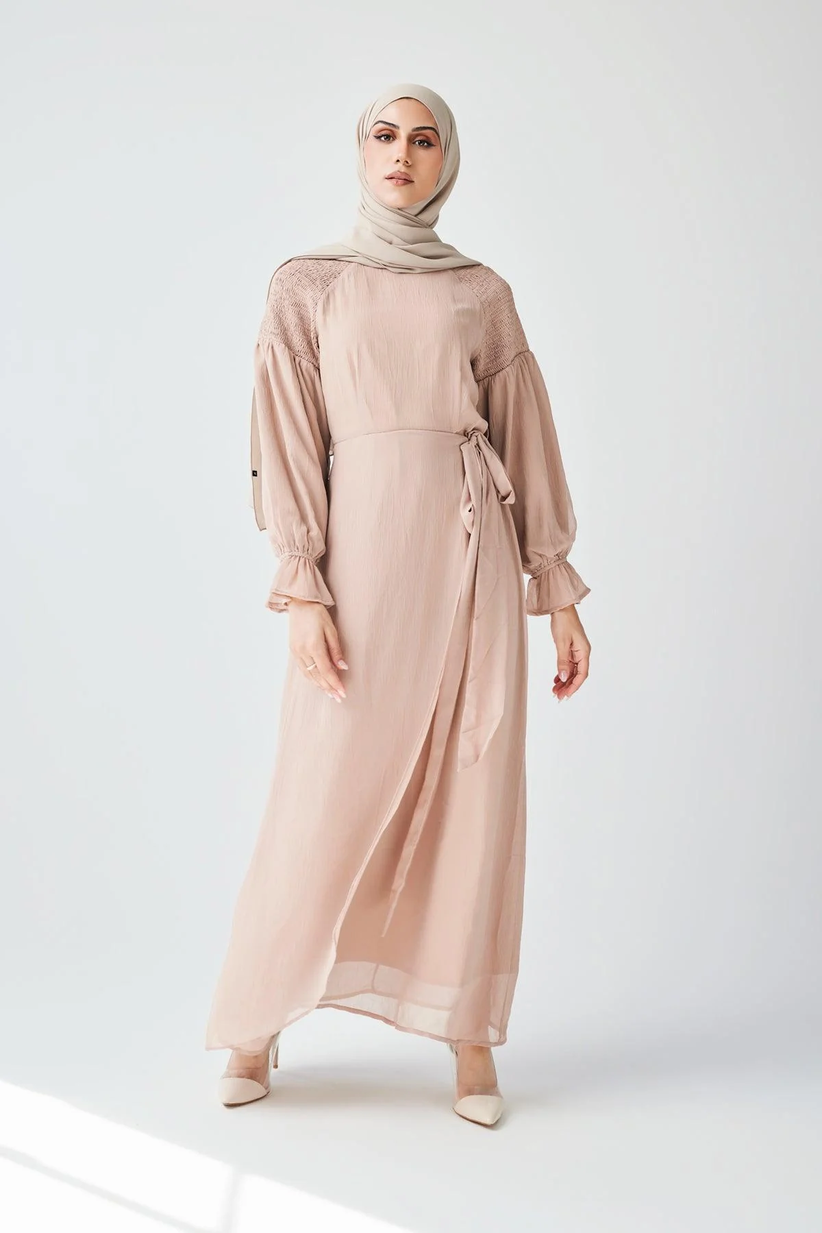 Brianna Tie Wrap Maxi Dress - Sand - Image 3