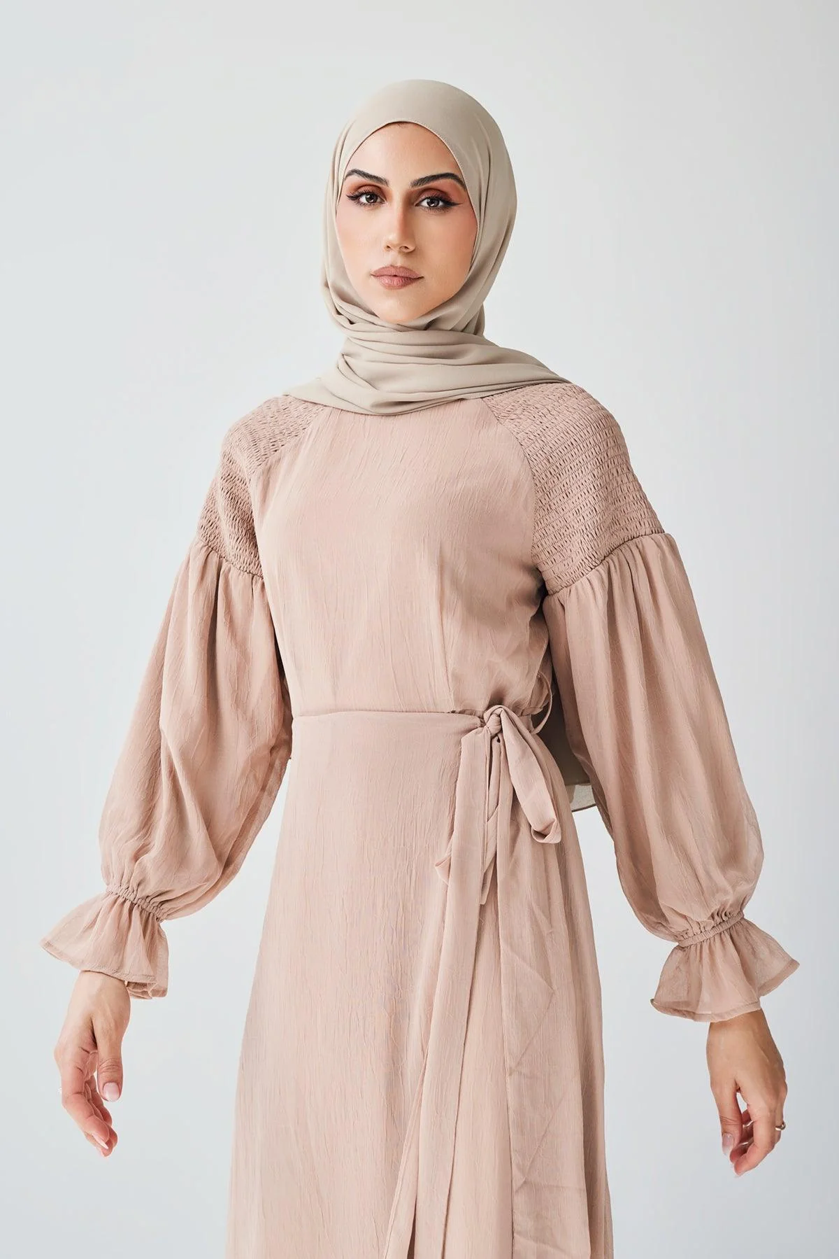 Brianna Tie Wrap Maxi Dress - Sand - Image 4