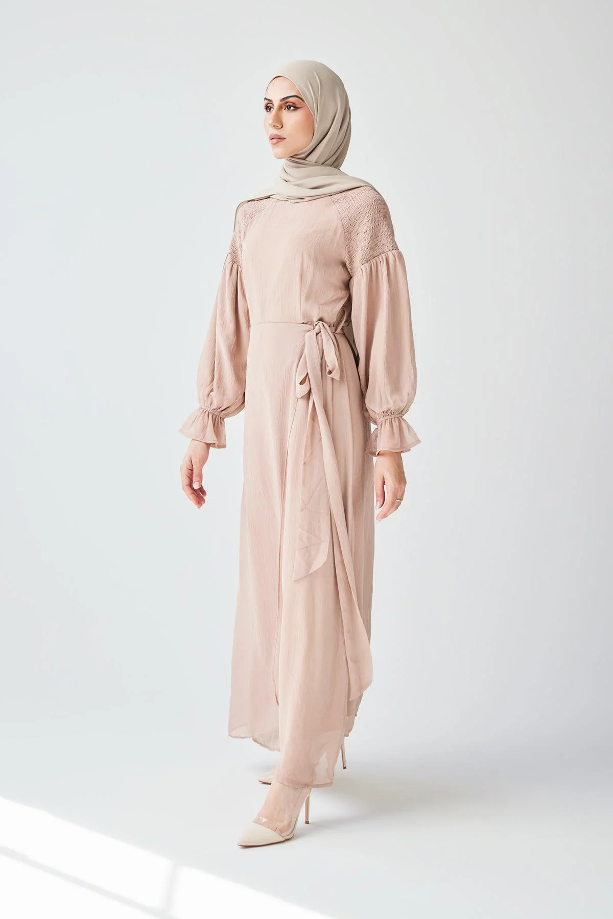 Brianna Tie Wrap Maxi Dress - Sand - Image 5