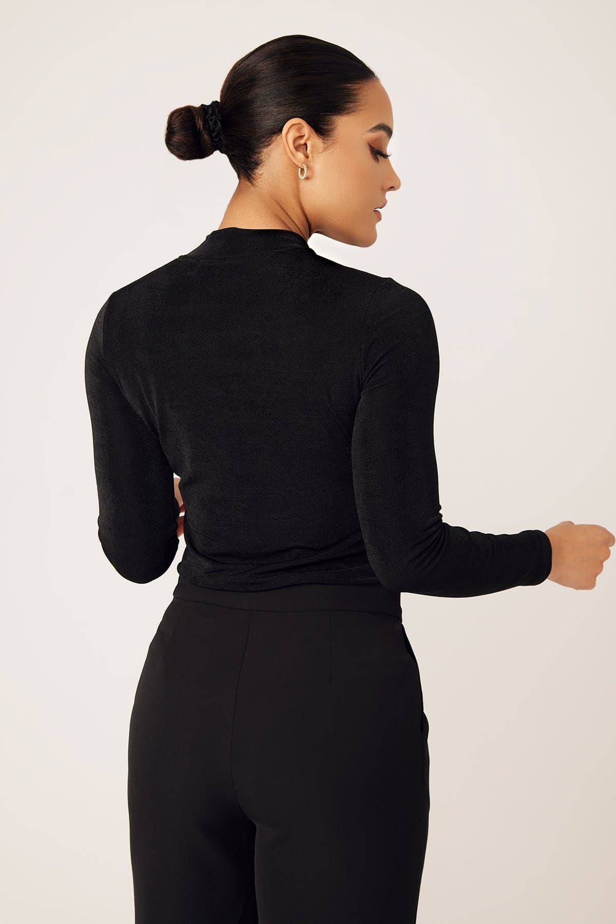 Camille Long Sleeve Body Shirt- Black - Image 3