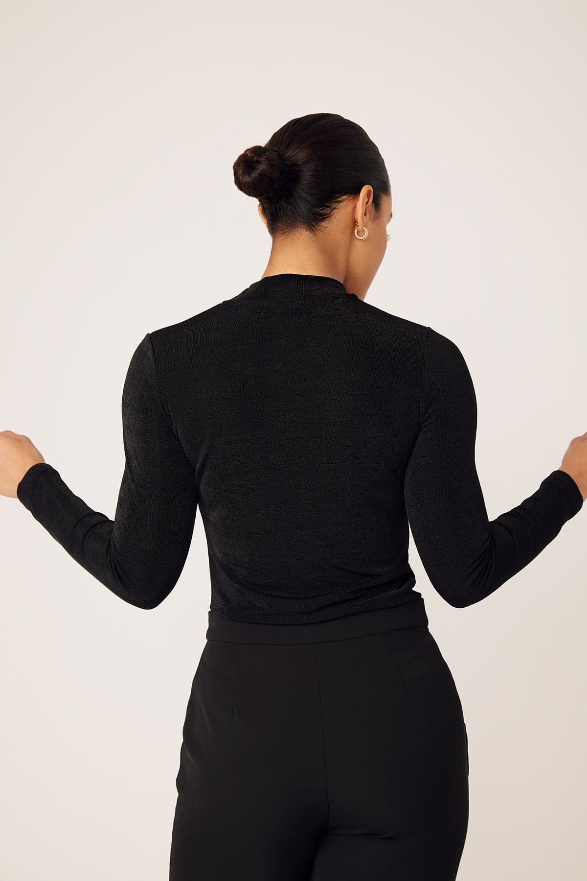 Camille Long Sleeve Body Shirt- Black - Image 4