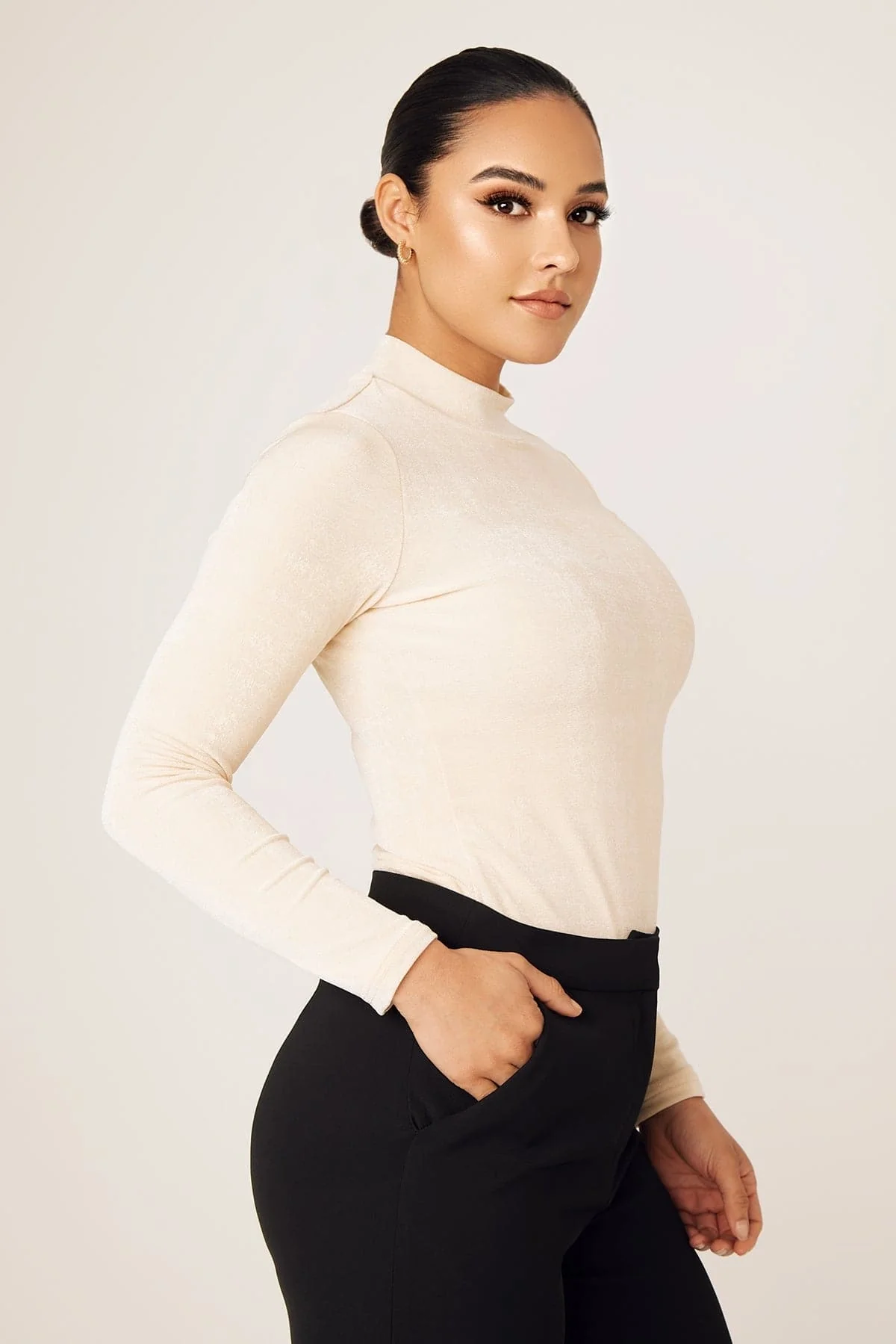 Camille Long Sleeve Body Shirt-Modest Nude - Image 3