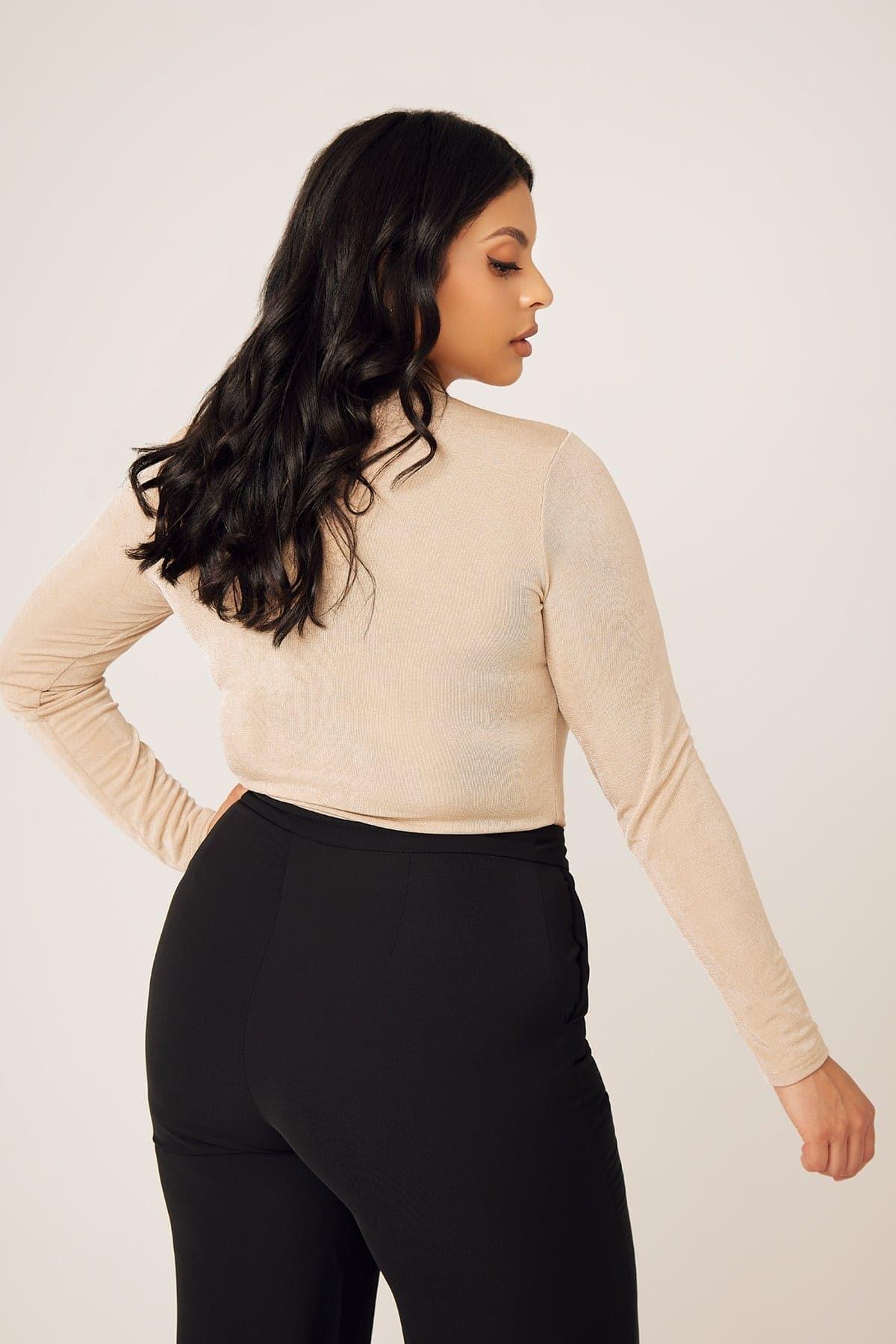 Camille Long Sleeve Body Shirt- Sand - Image 6