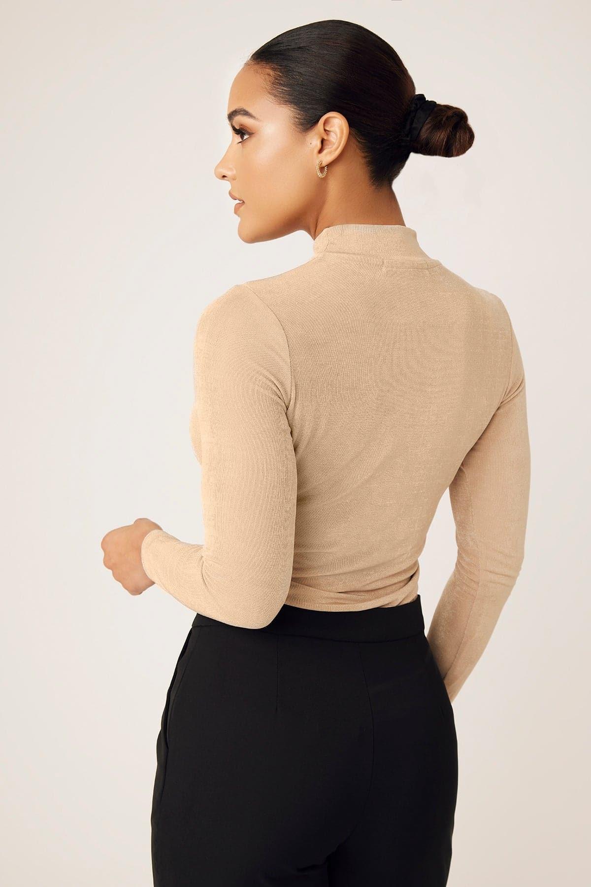 Camille Long Sleeve Body Shirt- Sand - Image 7