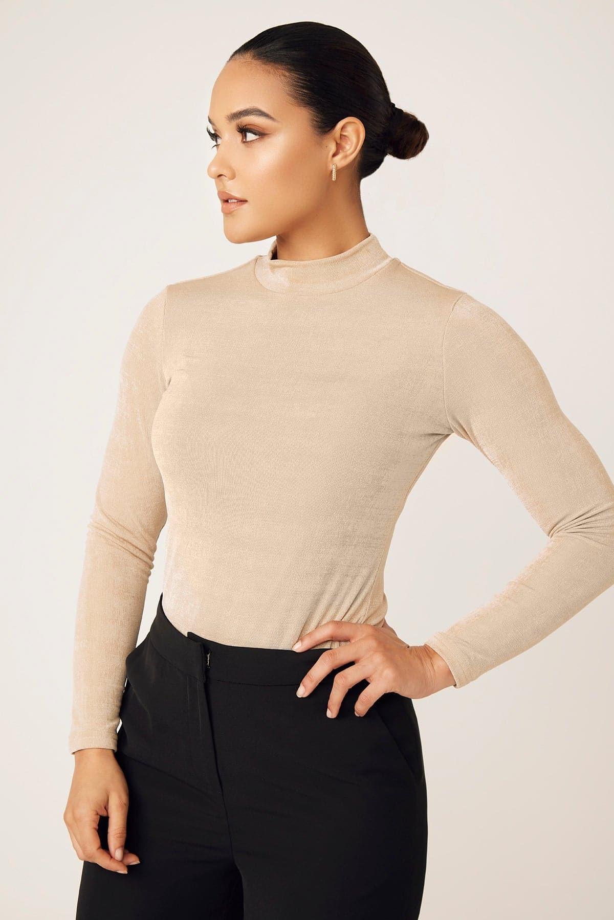 Camille Long Sleeve Body Shirt- Sand - Image 8
